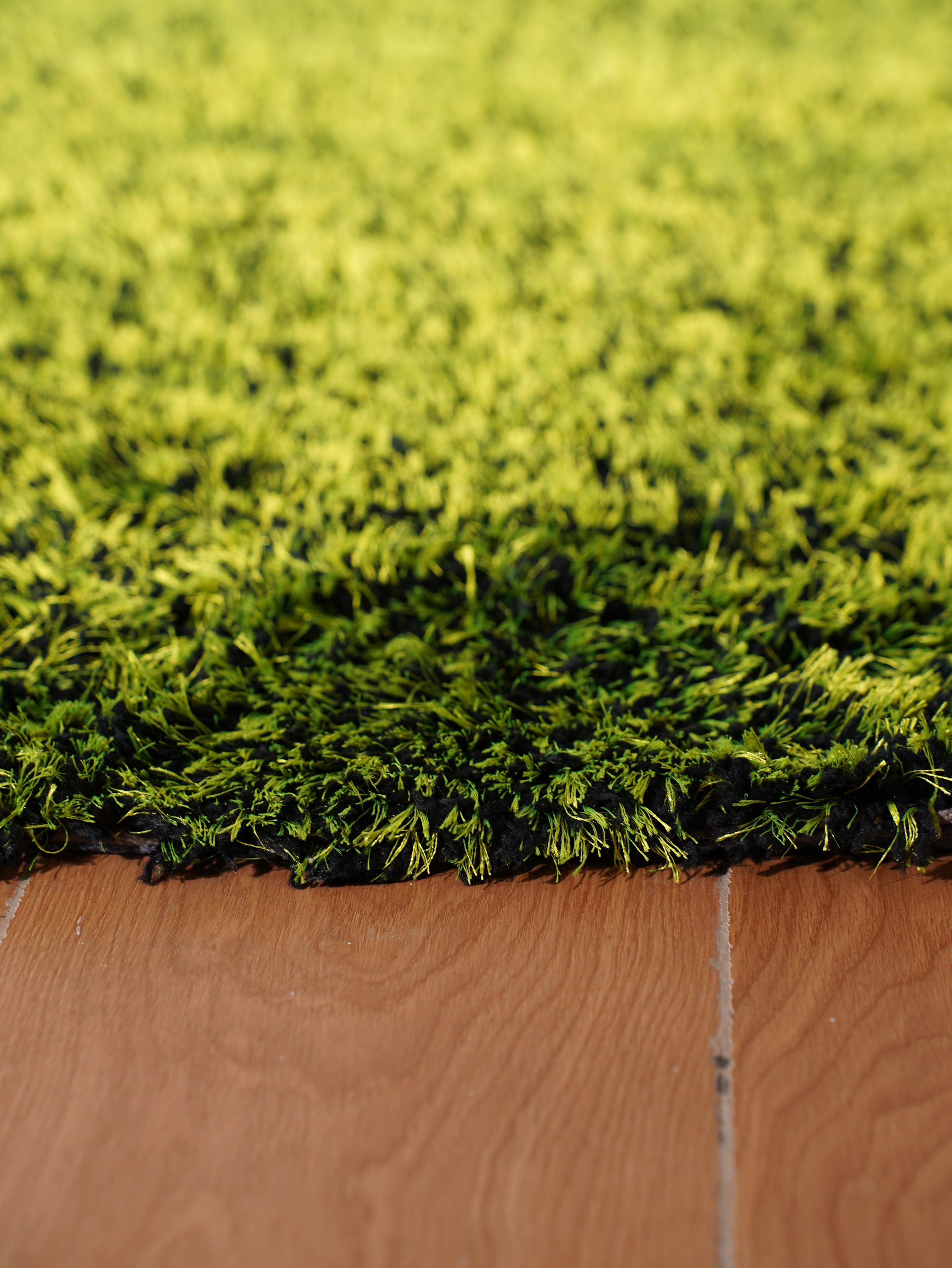 Solid Green Shag Polyester Area Rug