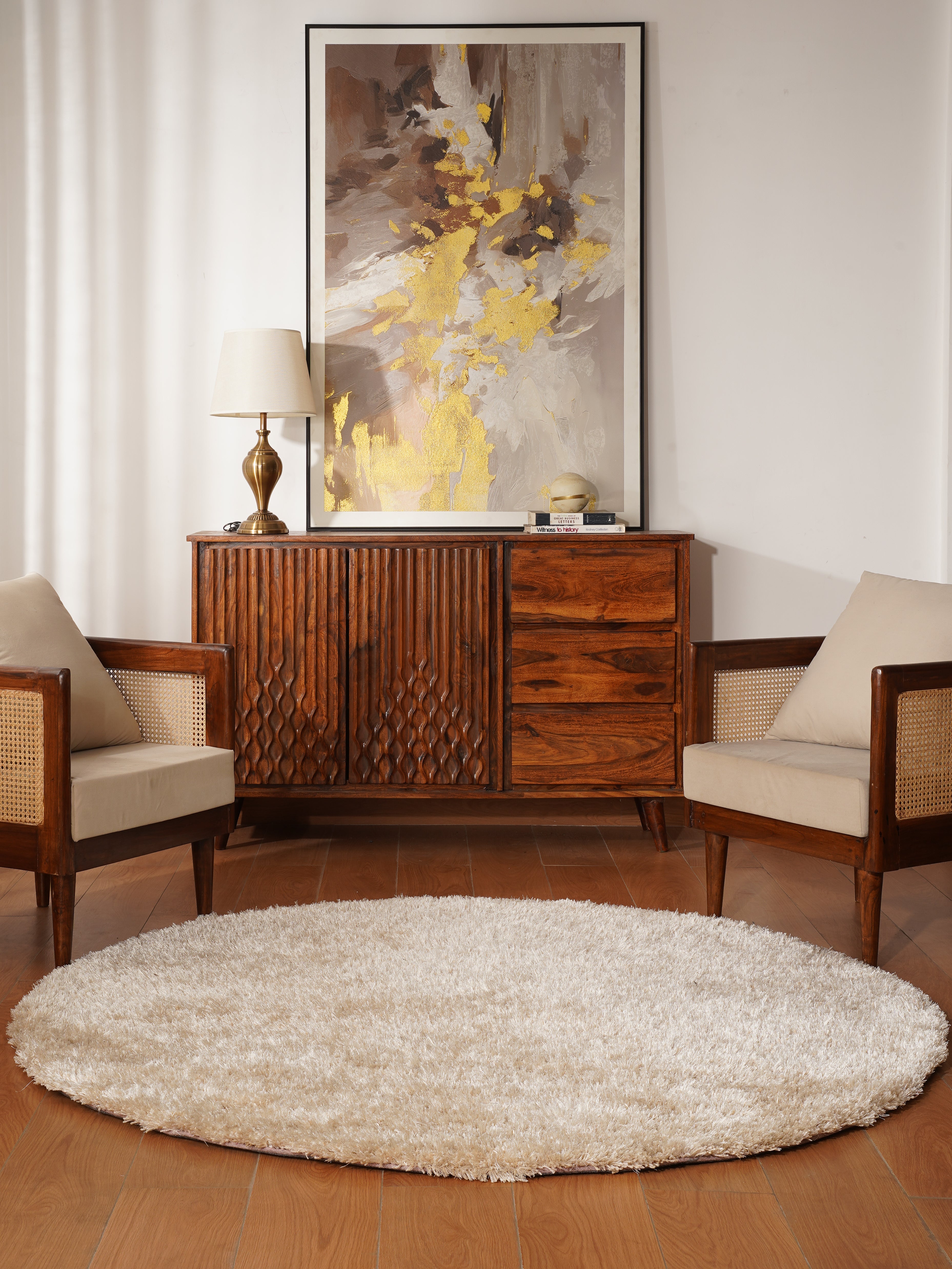 Ivory Hand Tufted Shag Rug