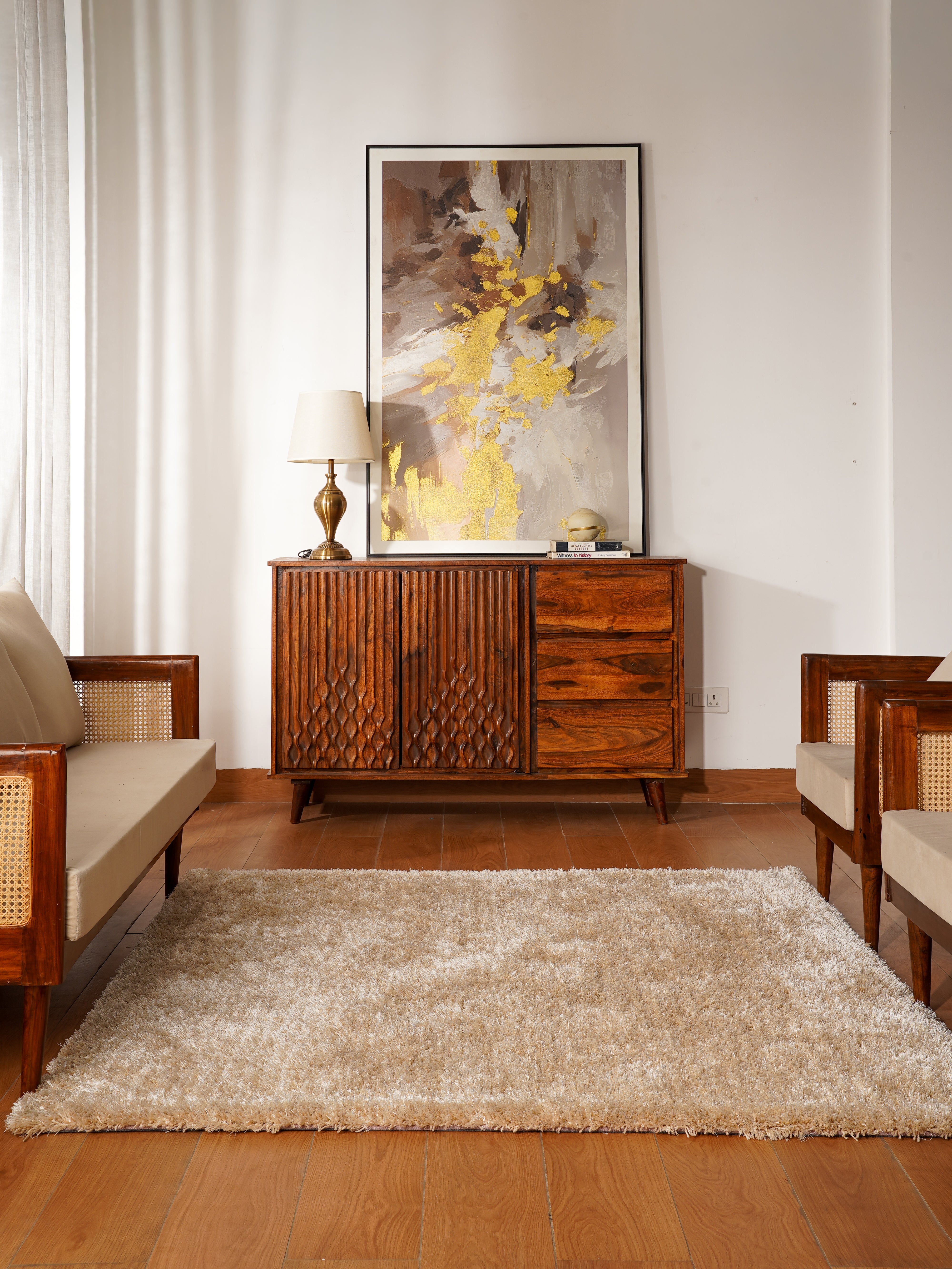 Ivory Hand Tufted Shag Rug