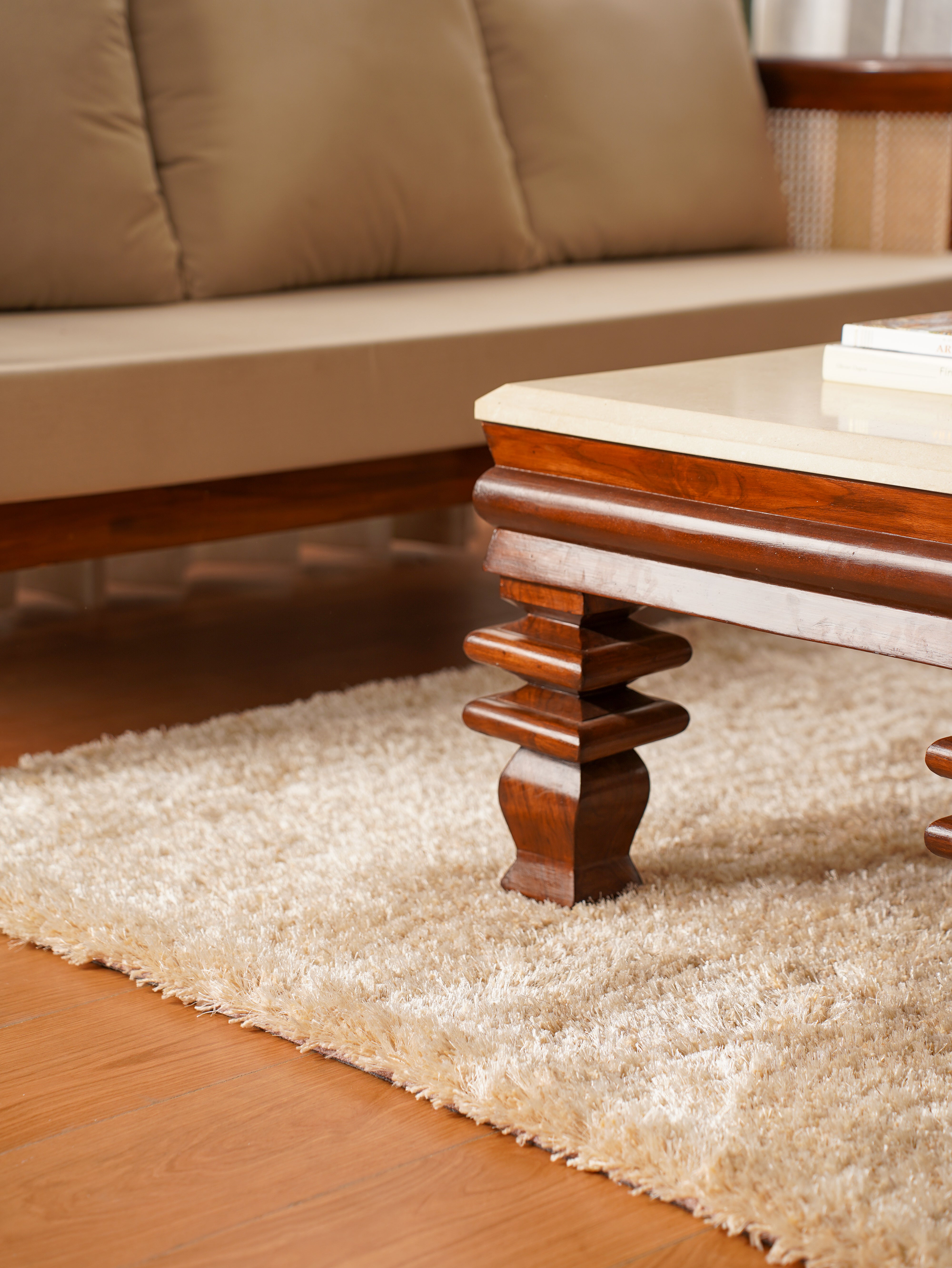 Ivory Hand Tufted Shag Rug