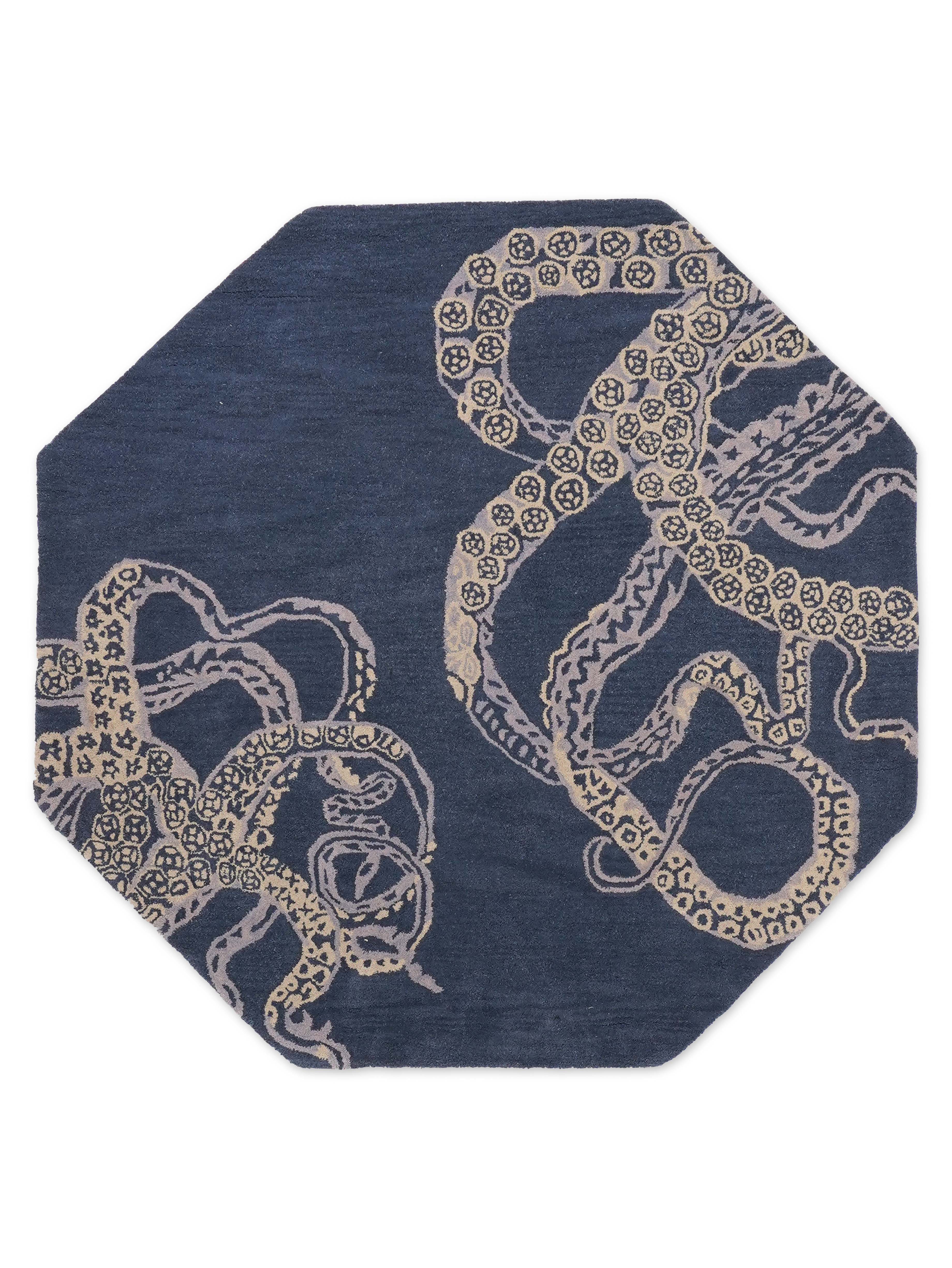 Octopus Hand Tufted Wool Ractangle Area Rug