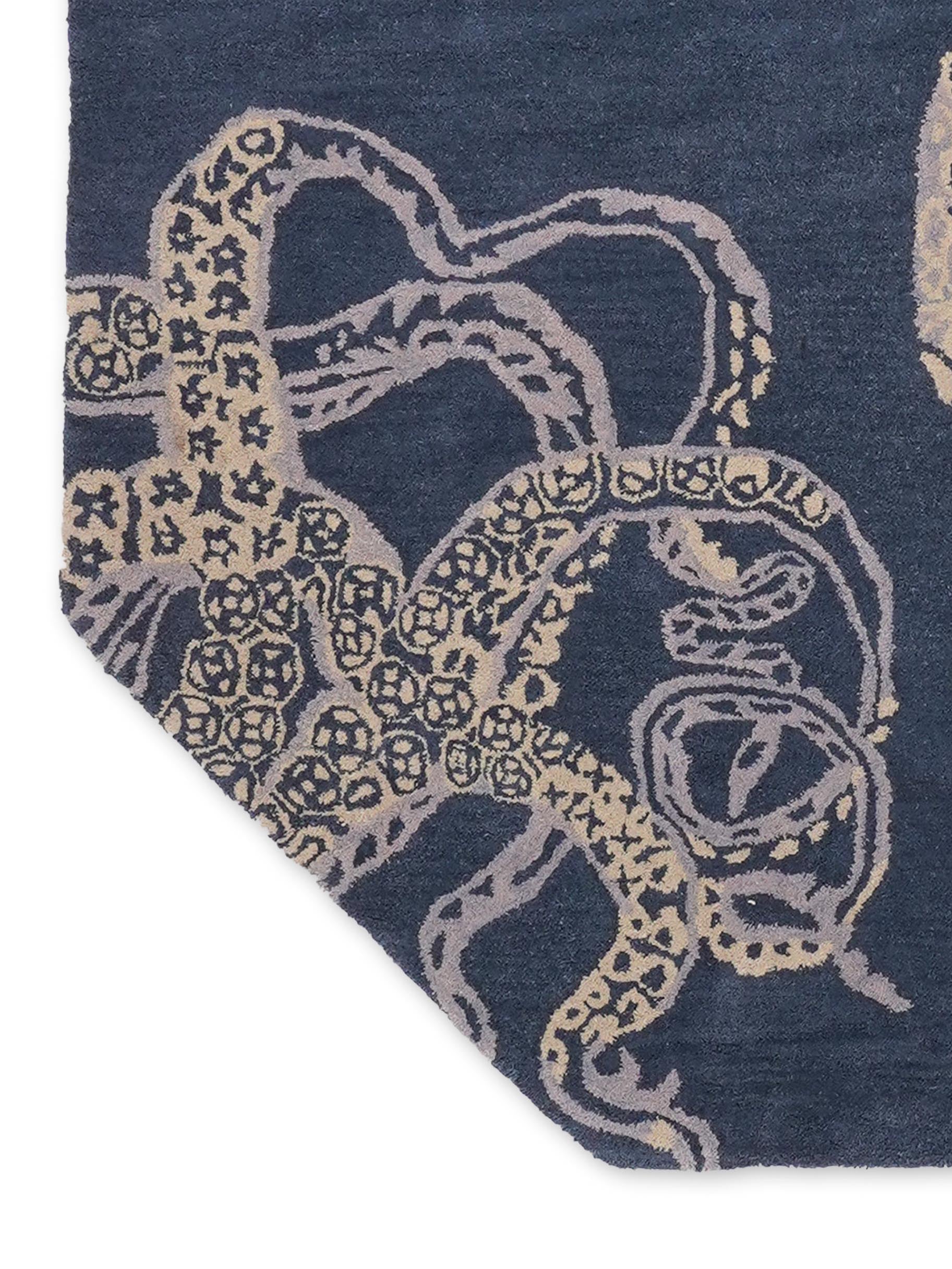 Octopus Hand Tufted Wool Ractangle Area Rug