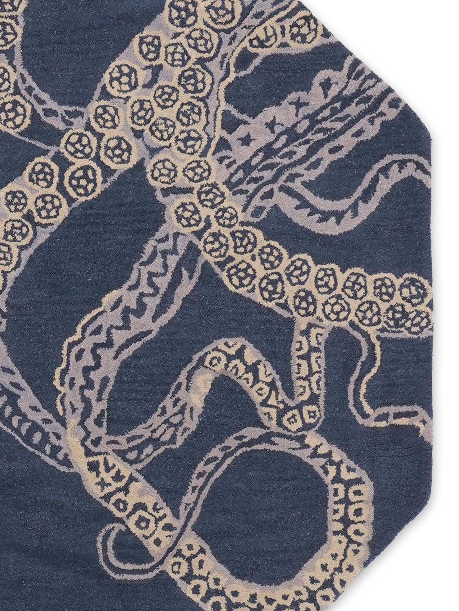 Octopus Hand Tufted Wool Ractangle Area Rug