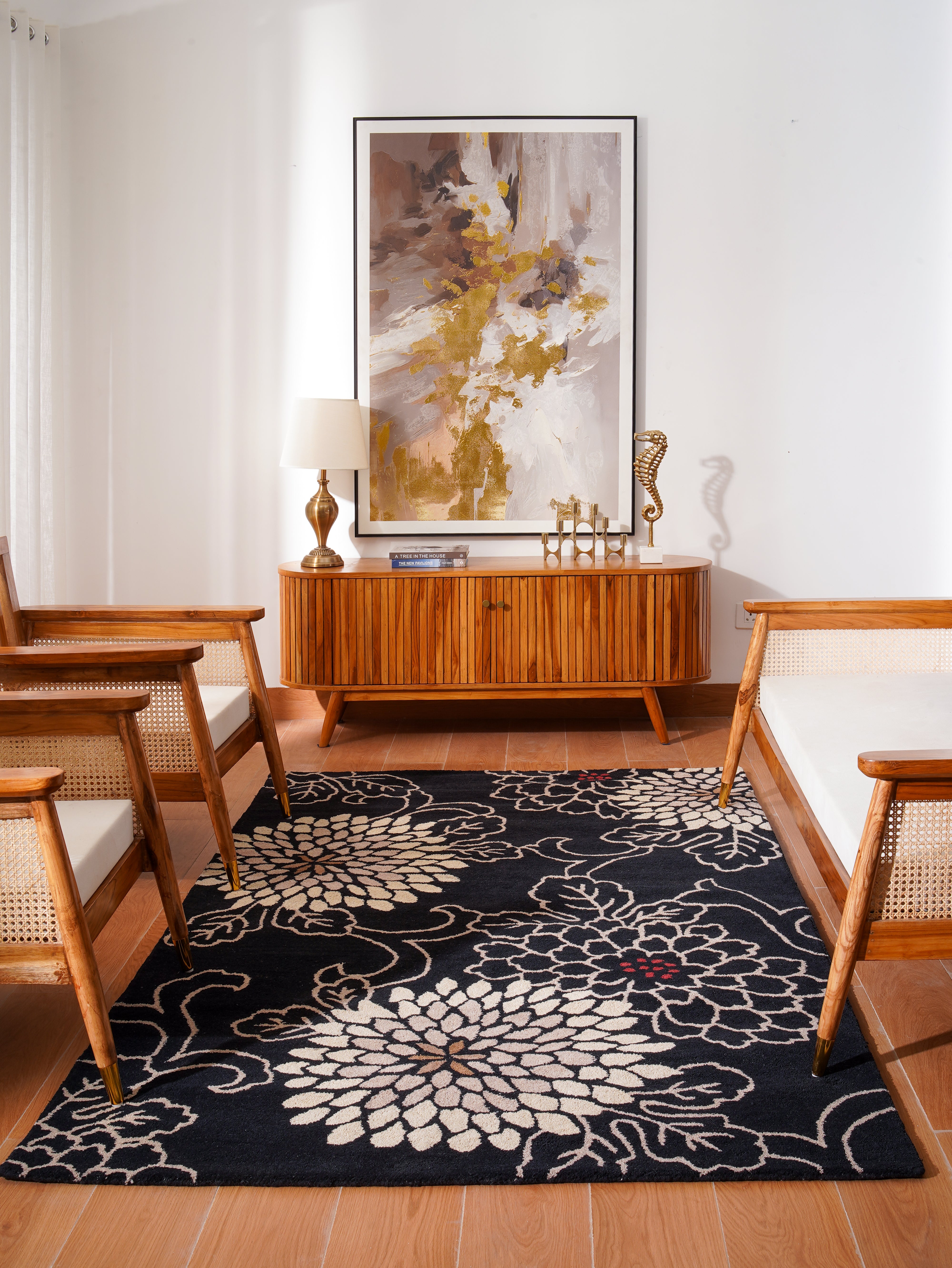 Zahira Hand Tufted Oriental Area Rug