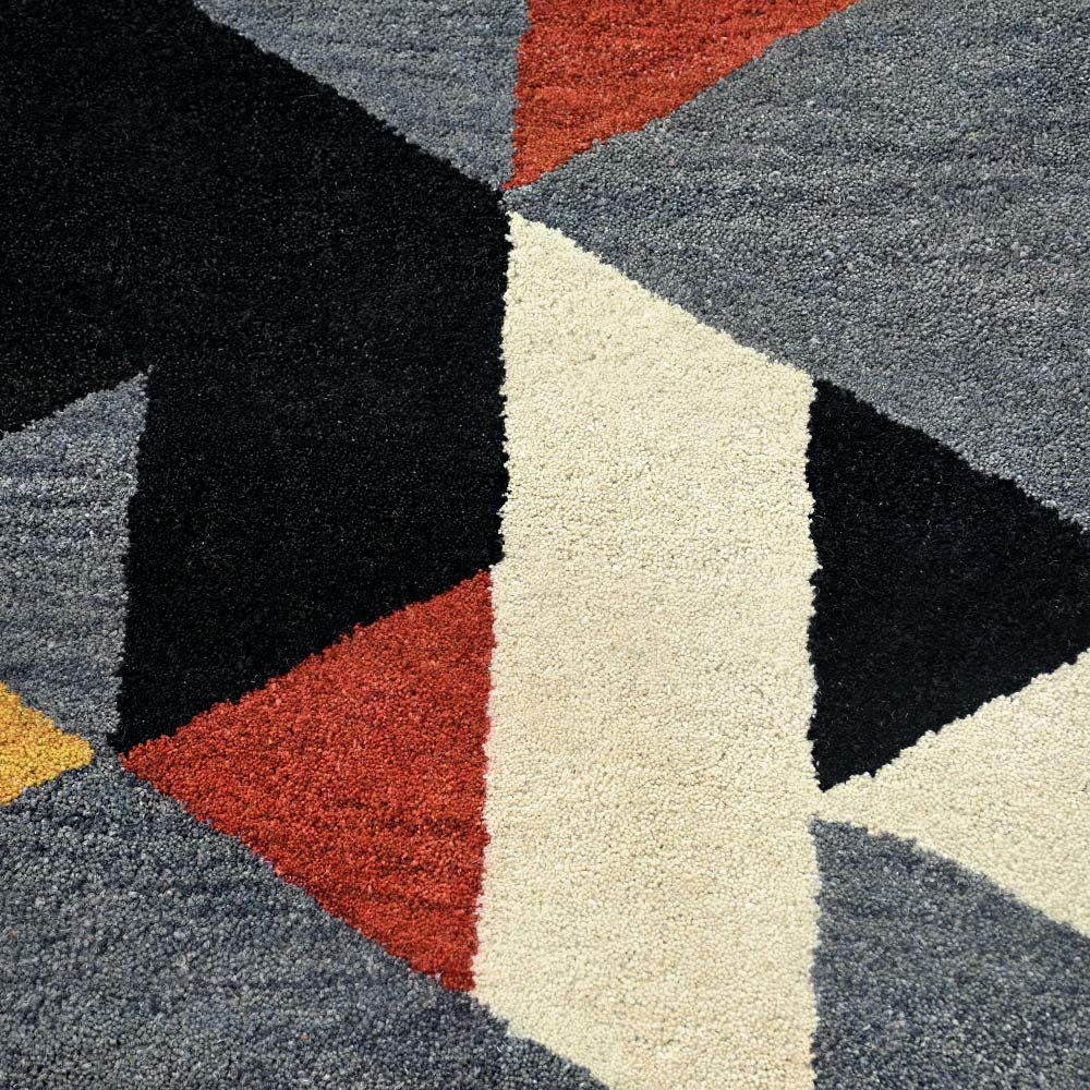 Hand Tufted Wool Area Rug Geometric Multicolor