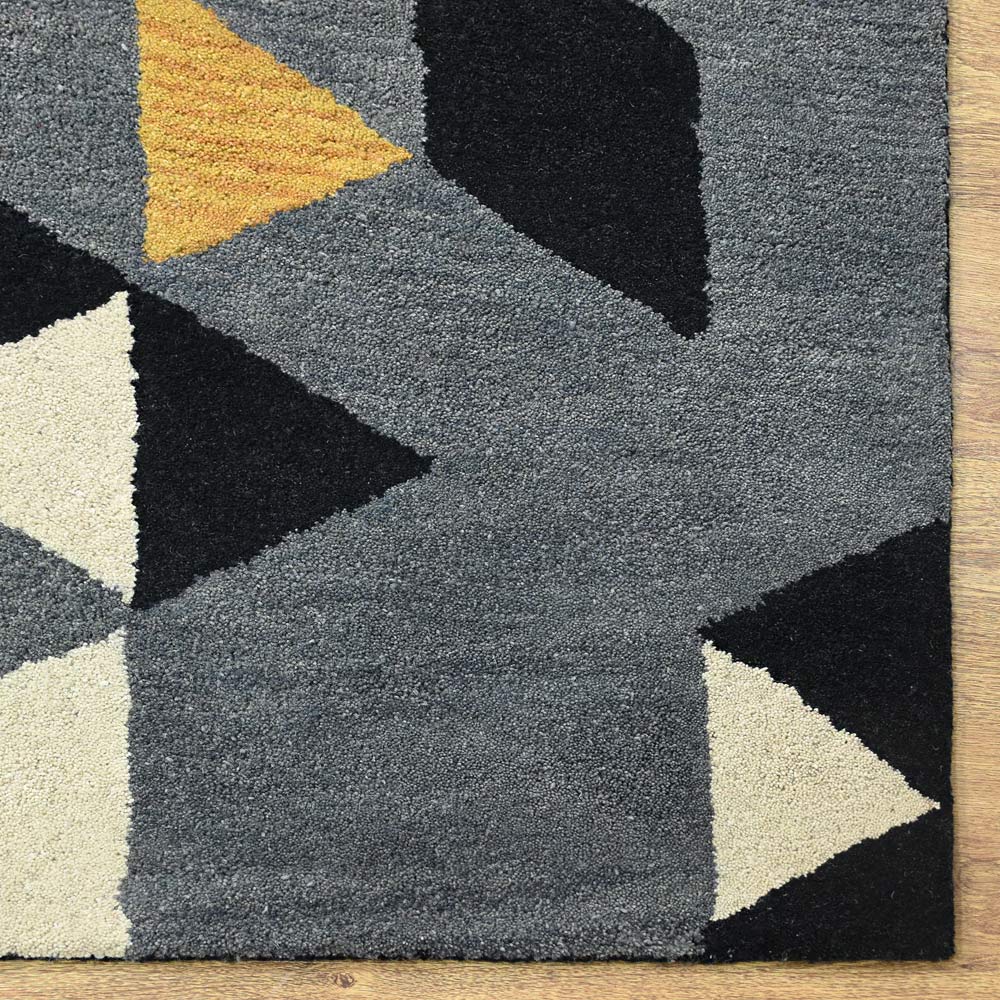 Hand Tufted Wool Area Rug Geometric Multicolor