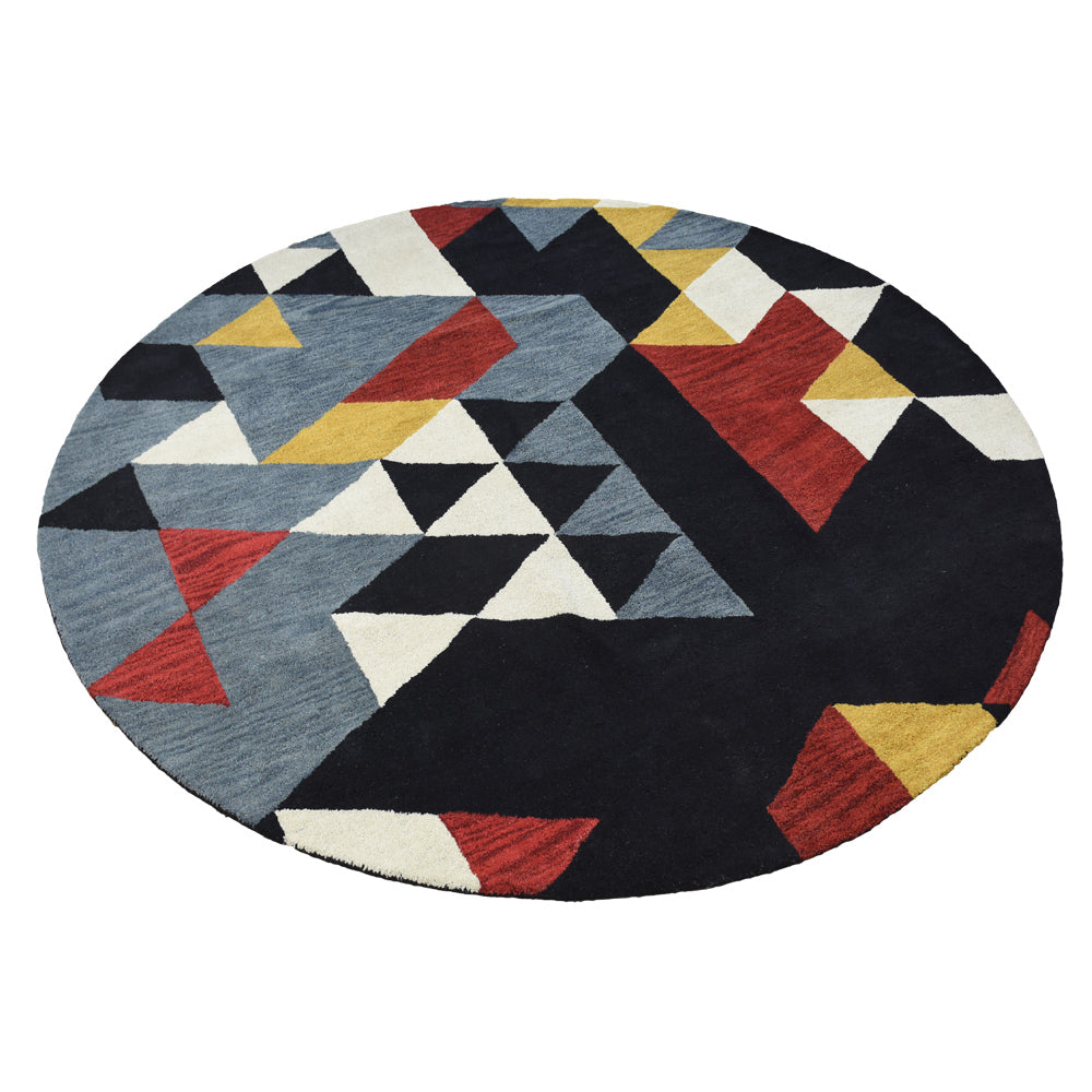 Hand Tufted Wool Area Rug Geometric Multicolor