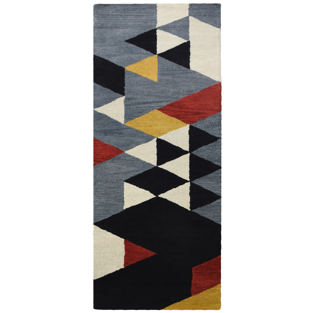 Hand Tufted Wool Area Rug Geometric Multicolor