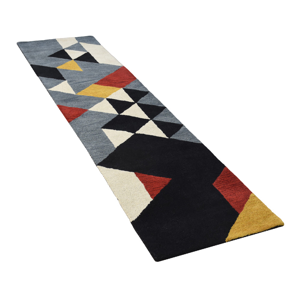 Hand Tufted Wool Area Rug Geometric Multicolor