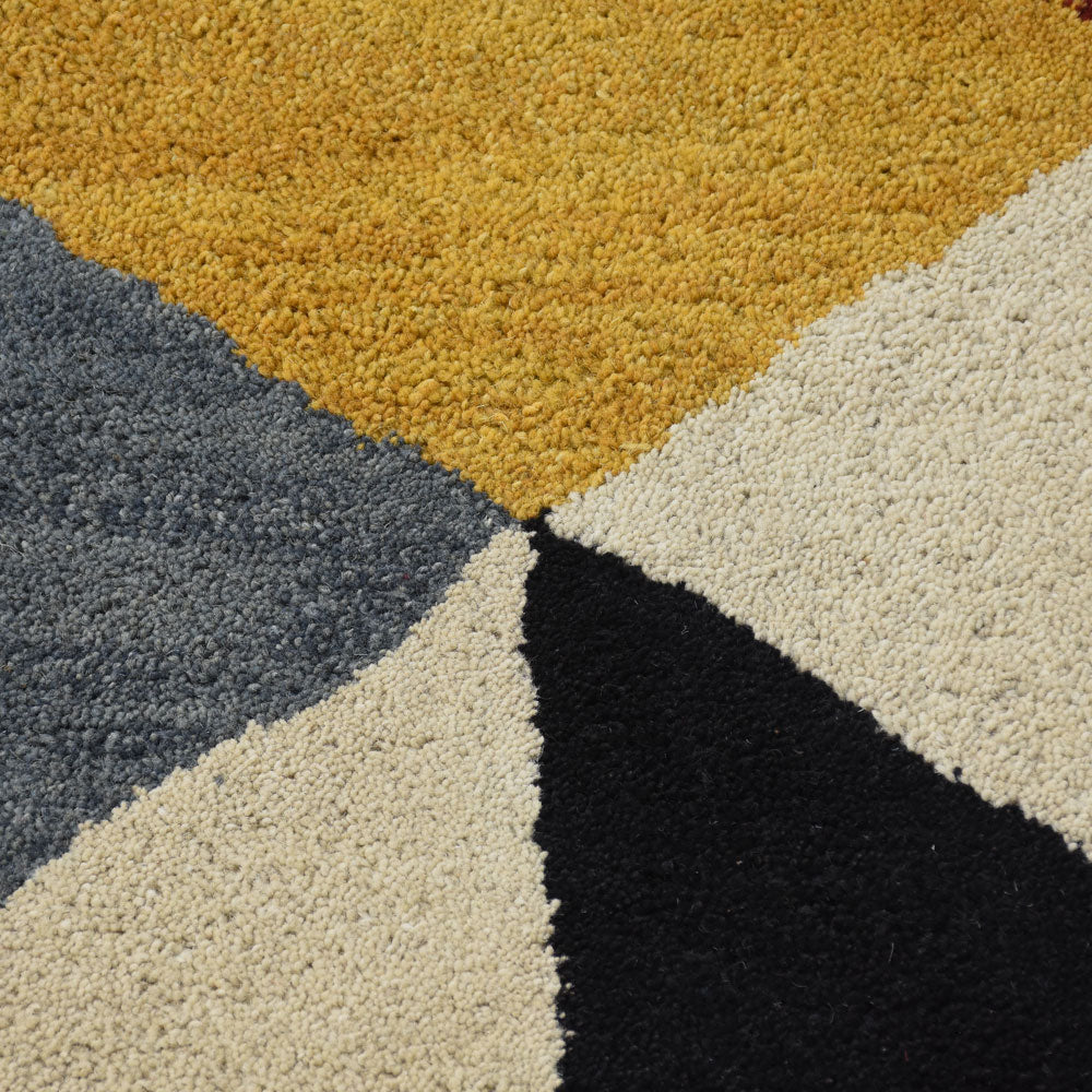 Hand Tufted Wool Area Rug Geometric Multicolor