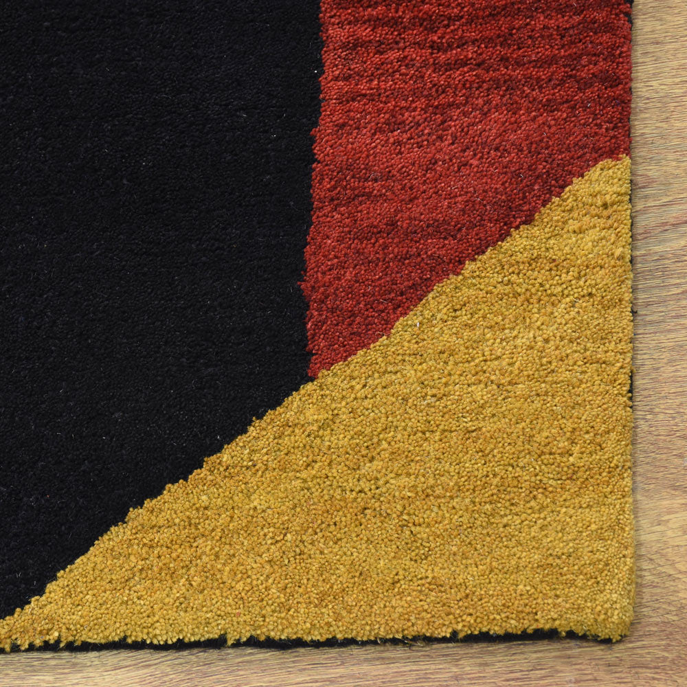 Hand Tufted Wool Area Rug Geometric Multicolor