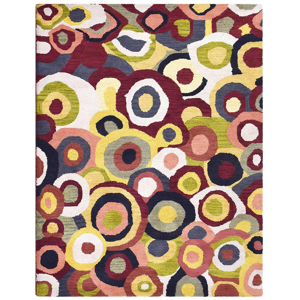 Hand Tufted Wool Area Rug Contemporary Multicolor