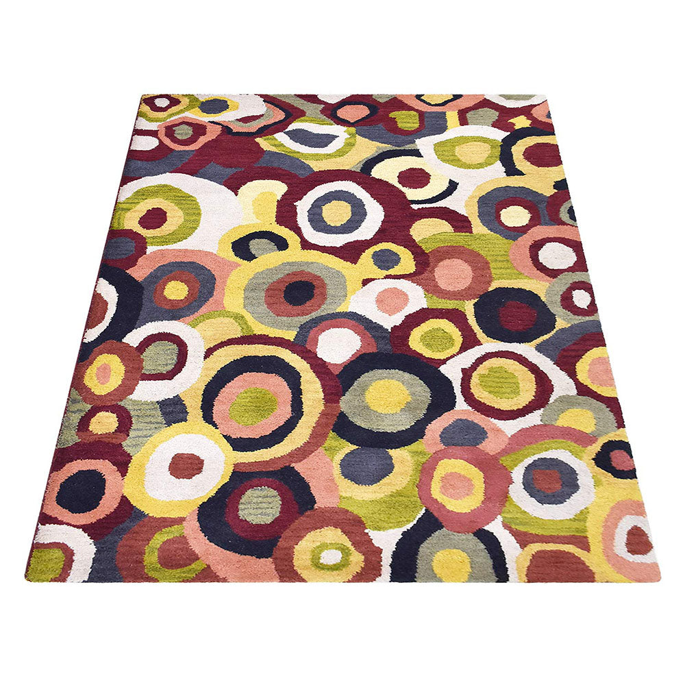 Hand Tufted Wool Area Rug Contemporary Multicolor
