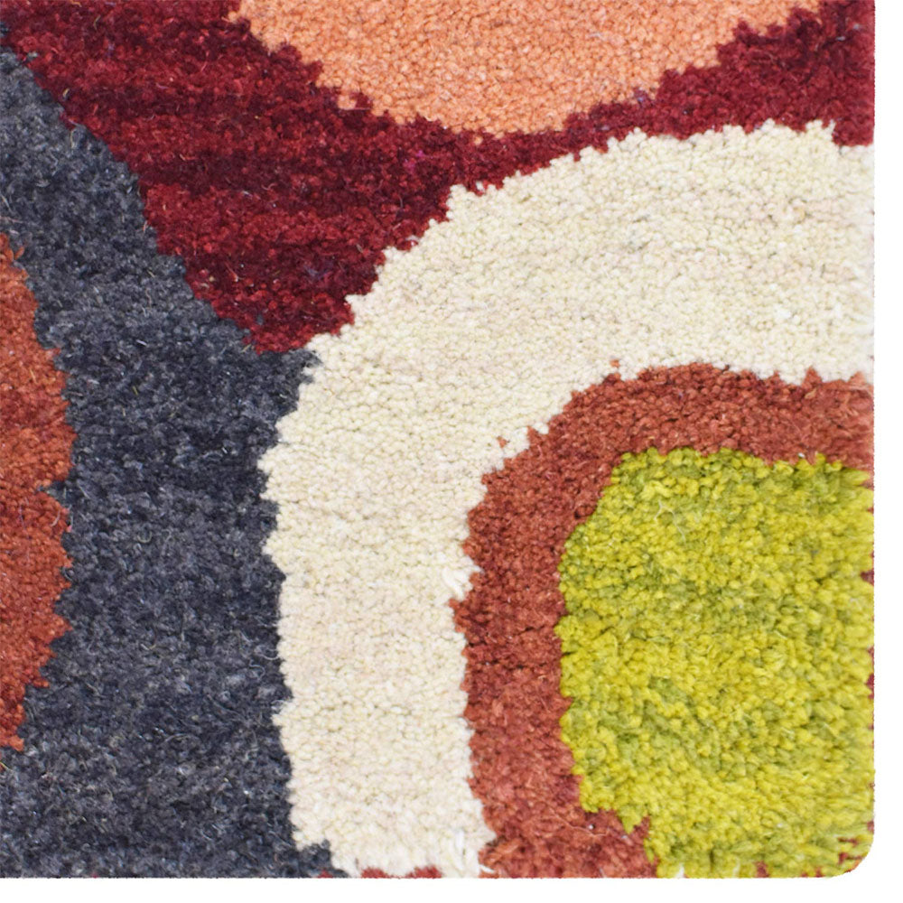 Hand Tufted Wool Area Rug Contemporary Multicolor