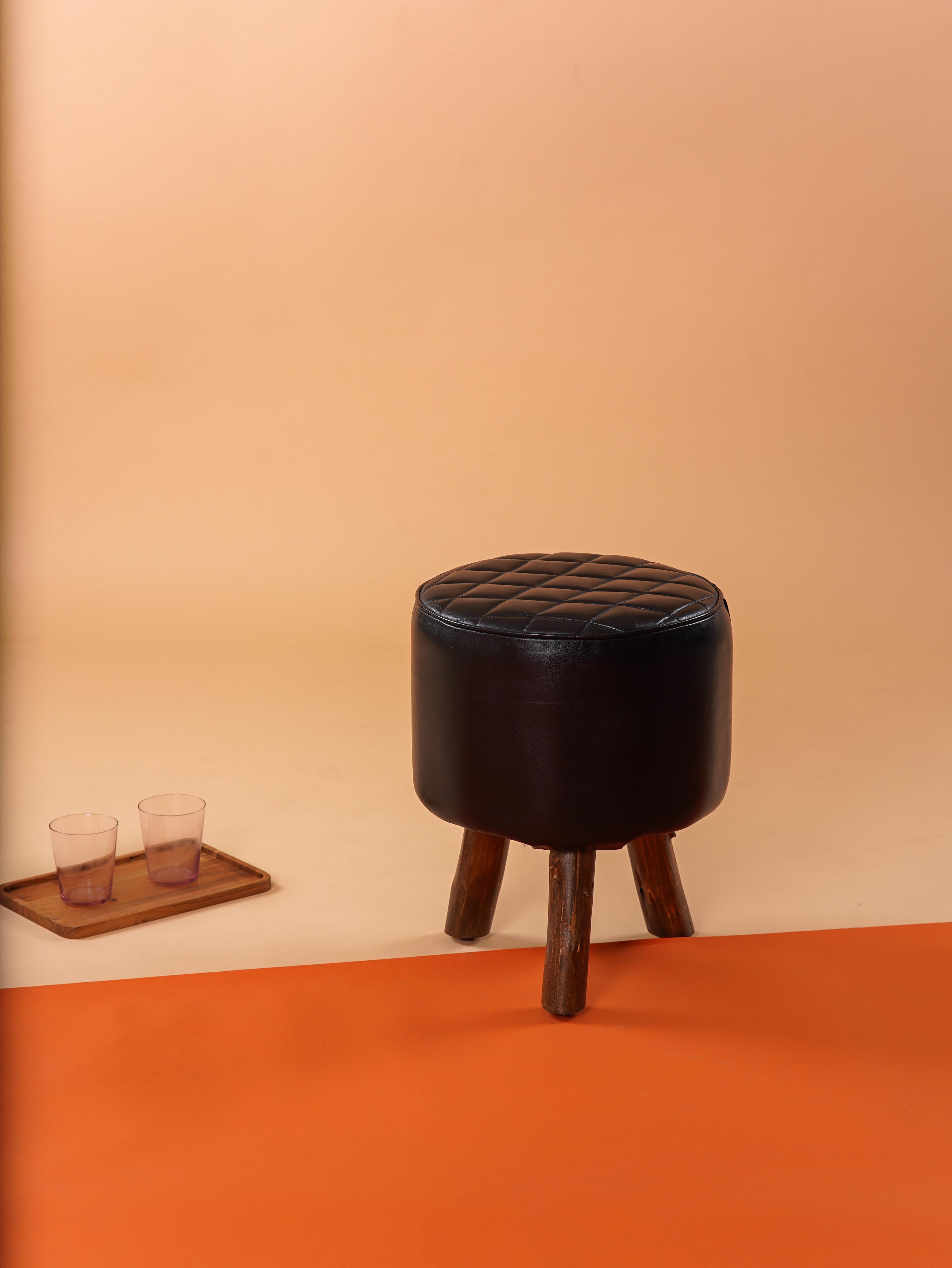 3 Leg Black Stool