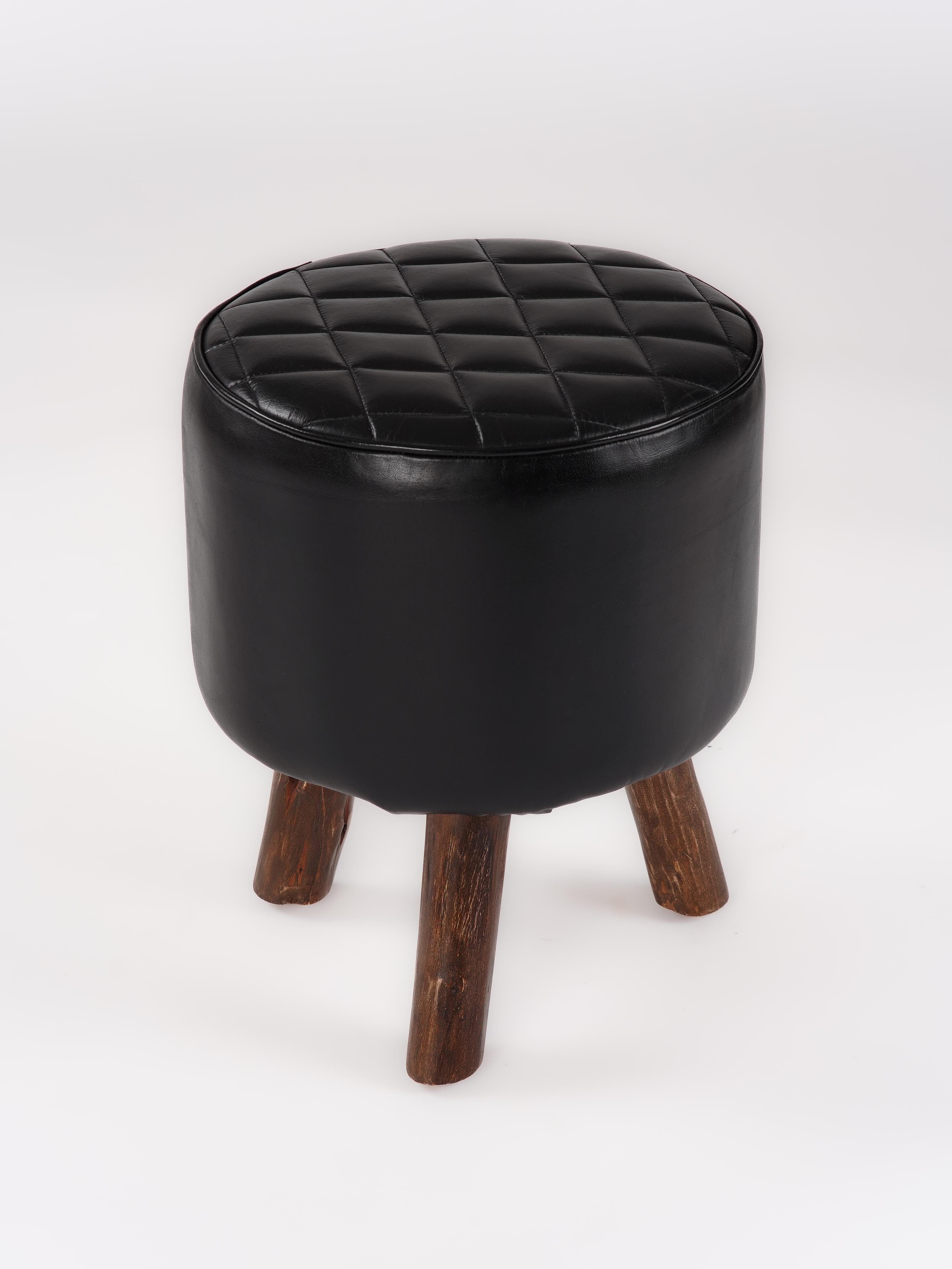 3 Leg Black Stool