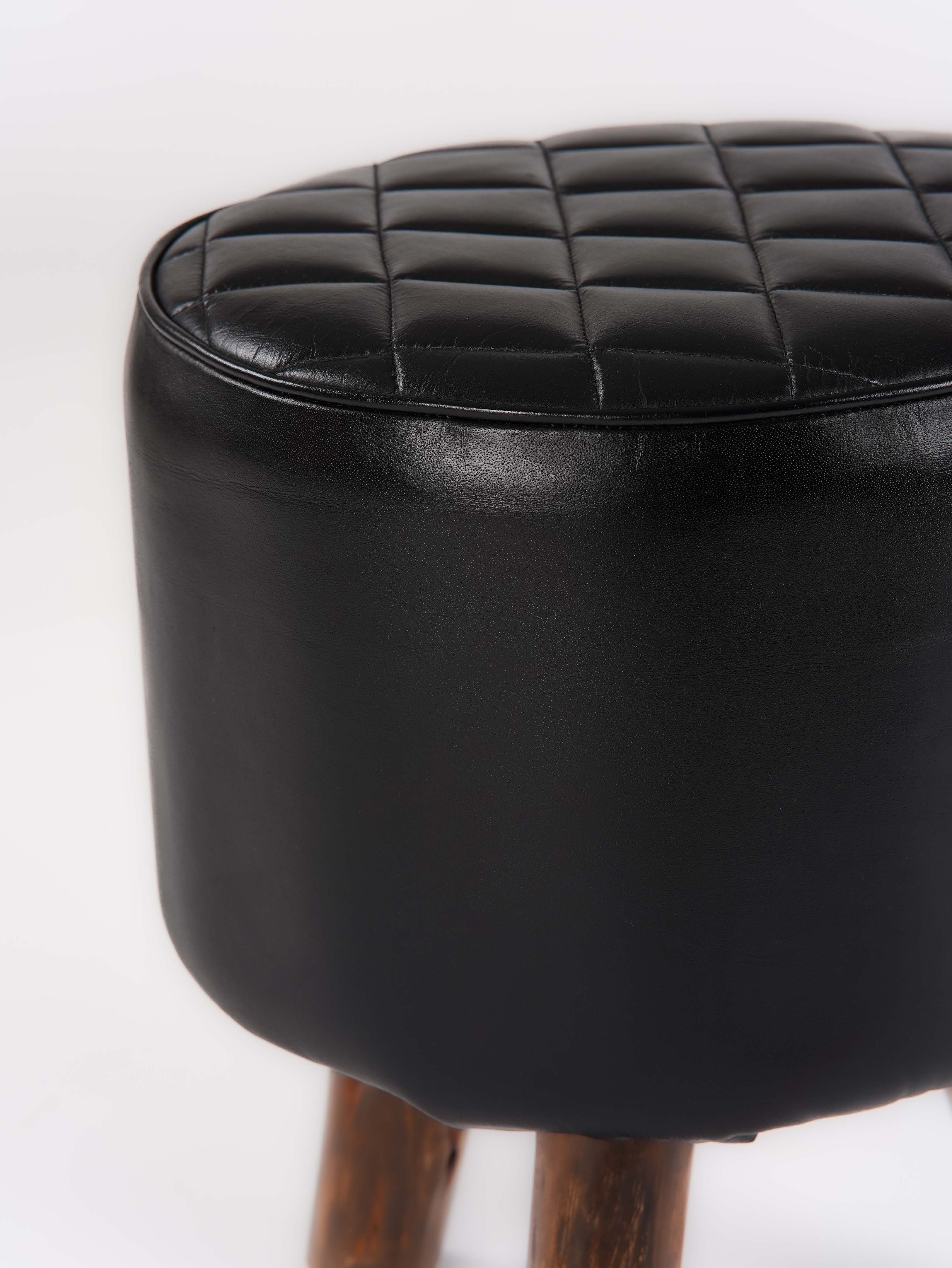 3 Leg Black Stool