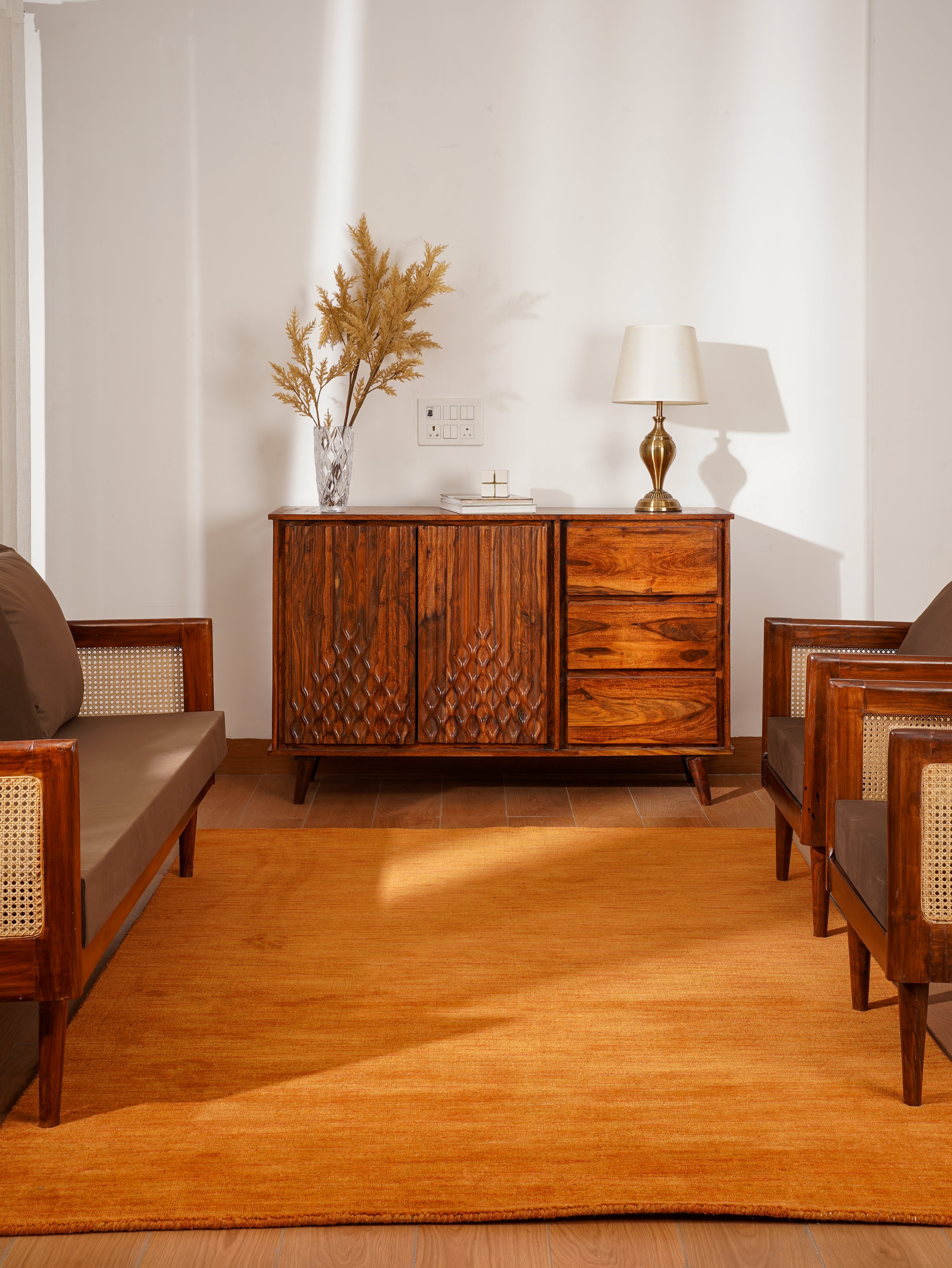 Solid Hand Knotted Wool Rug