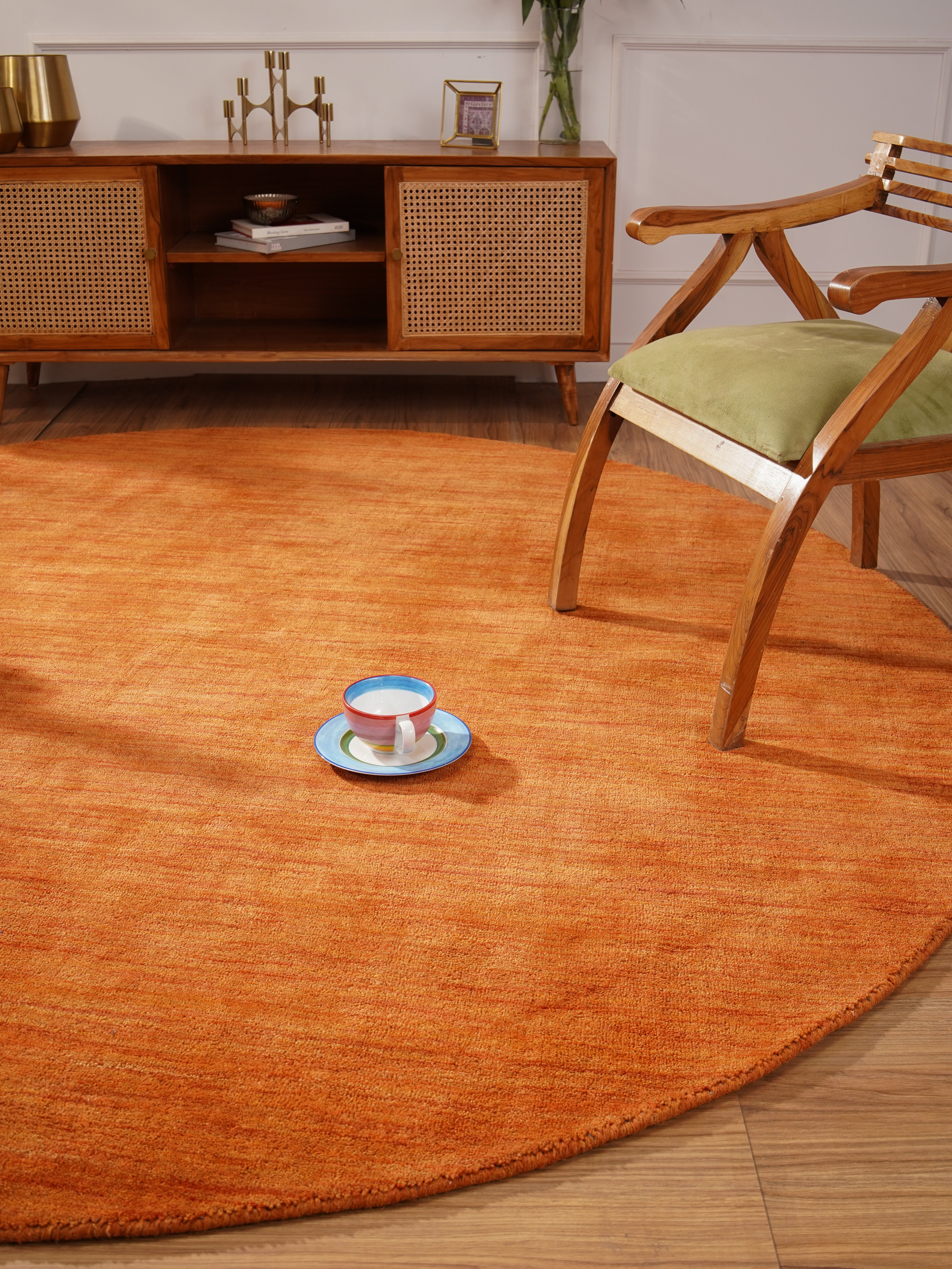 Solid Hand Knotted Wool Rug