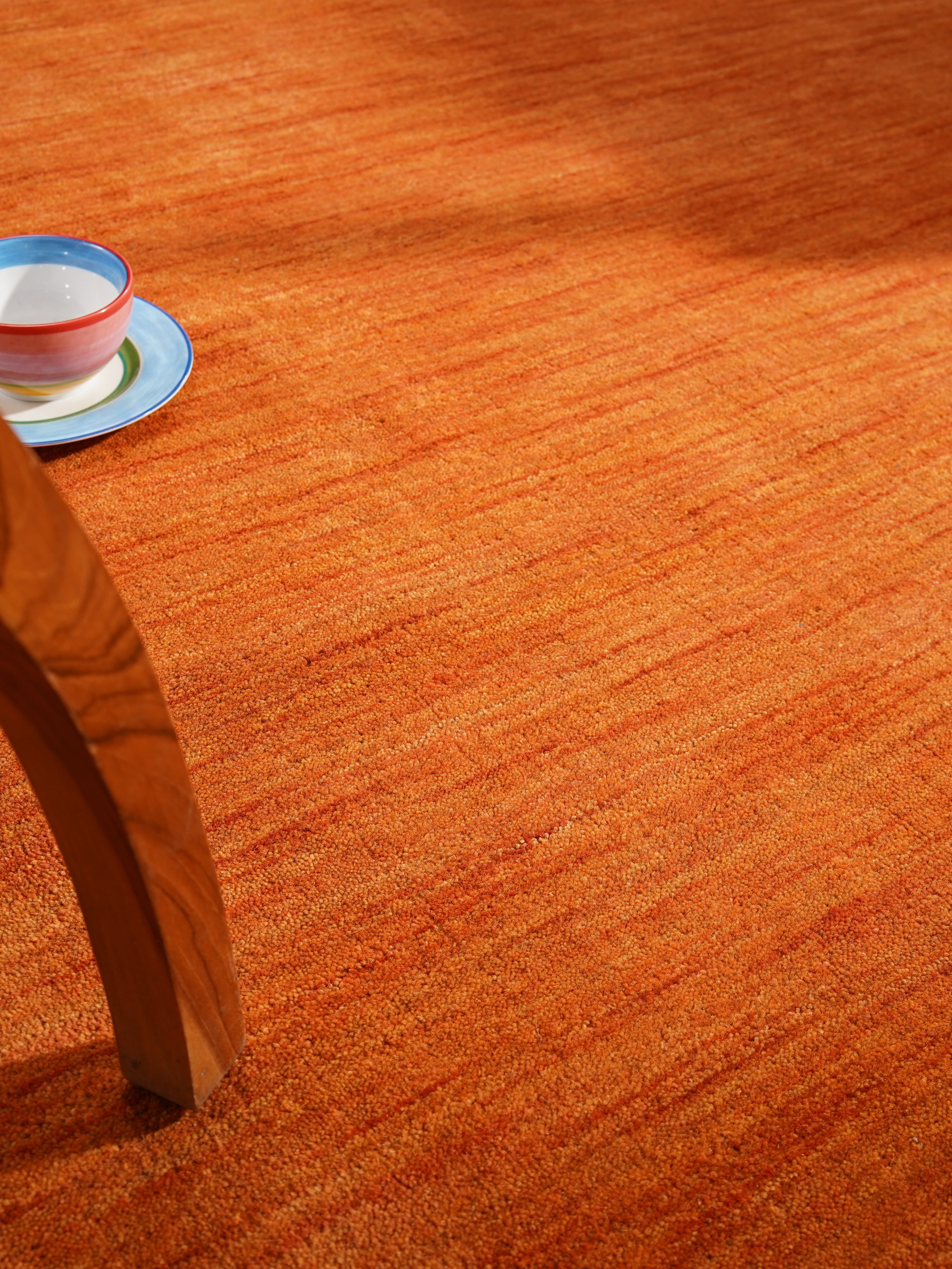 Solid Hand Knotted Wool Rug