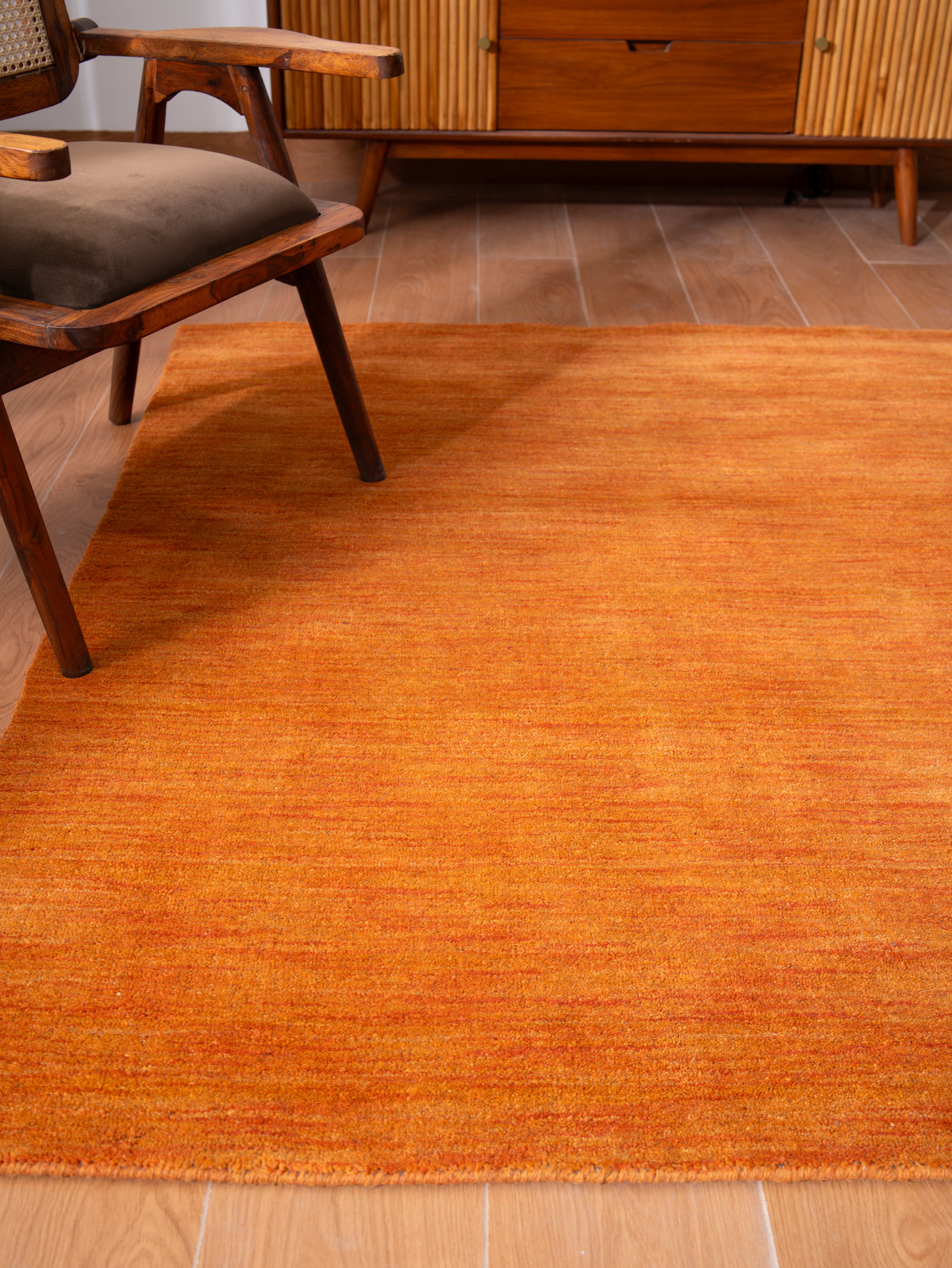 Solid Hand Knotted Wool Rug