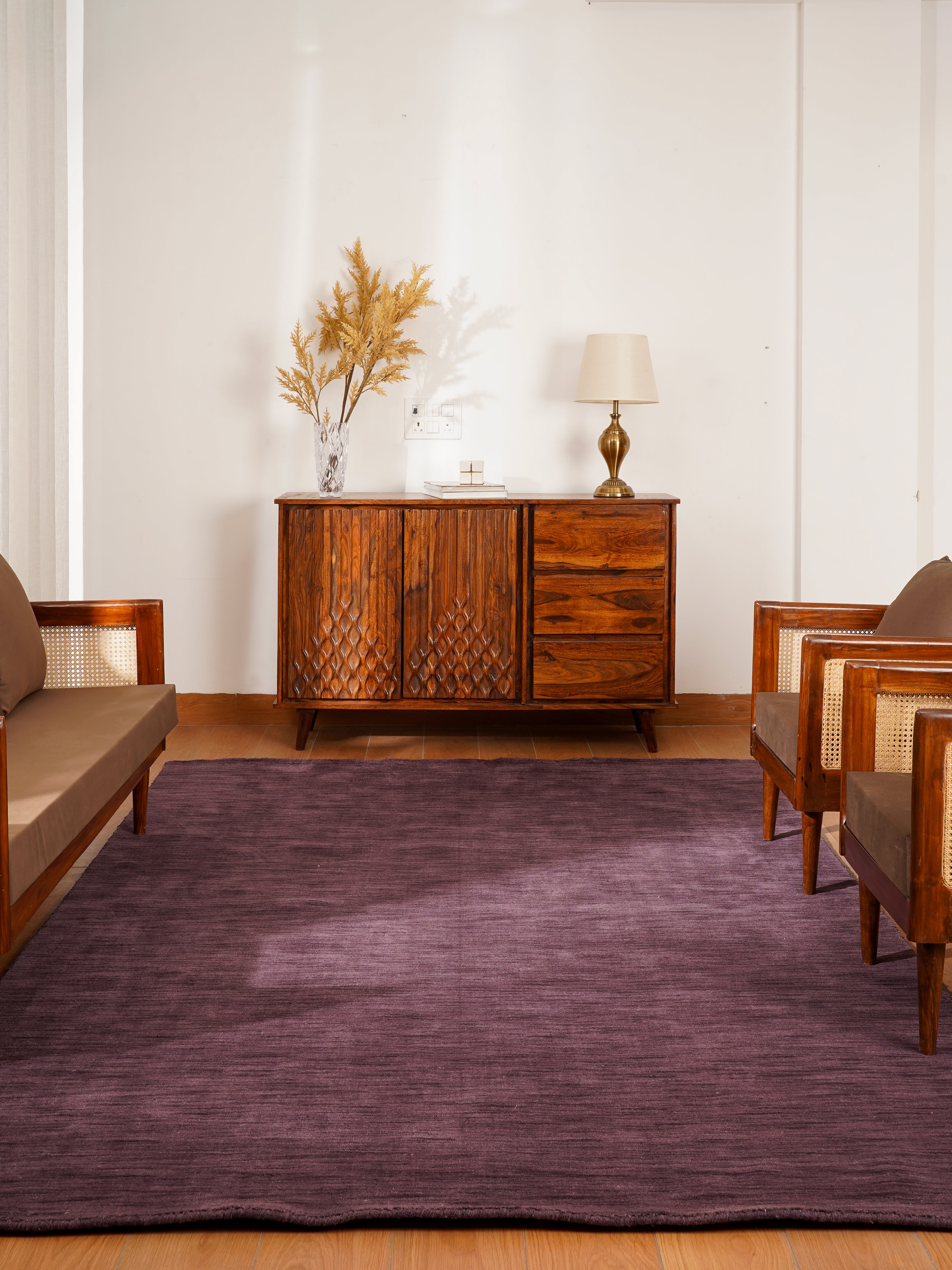 Solid Hand Knotted Wool Rug