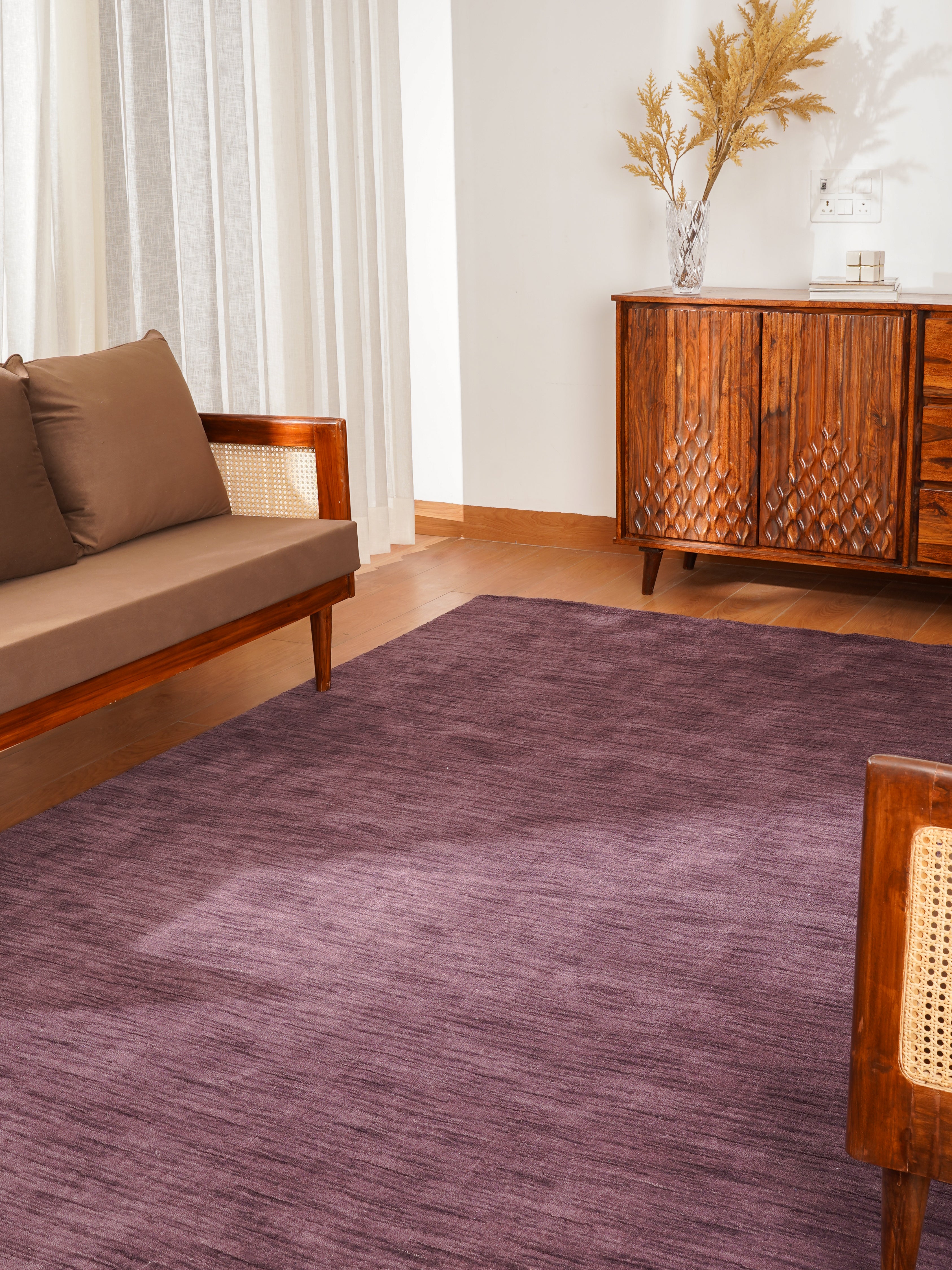 Solid Hand Knotted Wool Rug