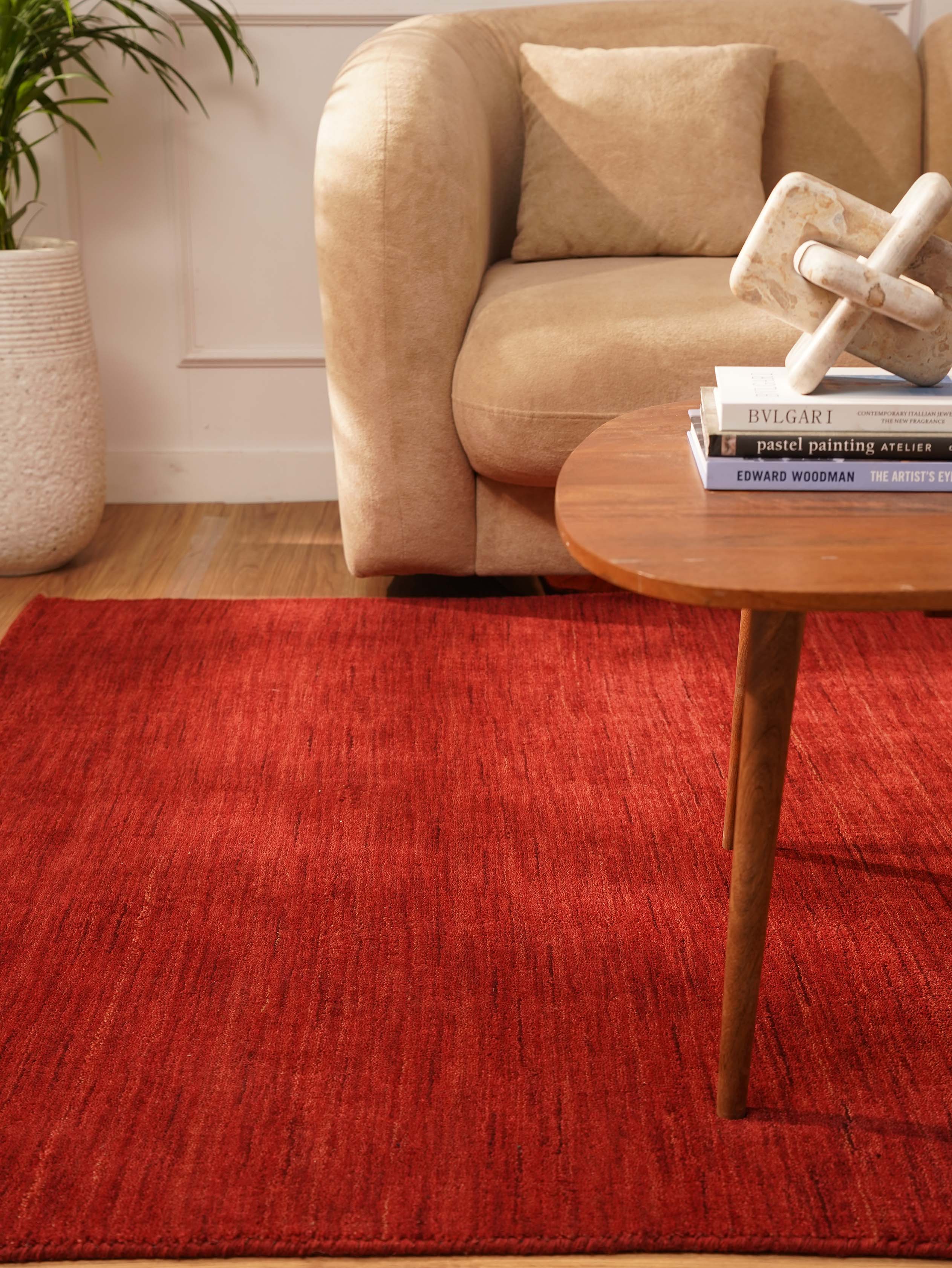 Solid Hand Knotted Wool Rug