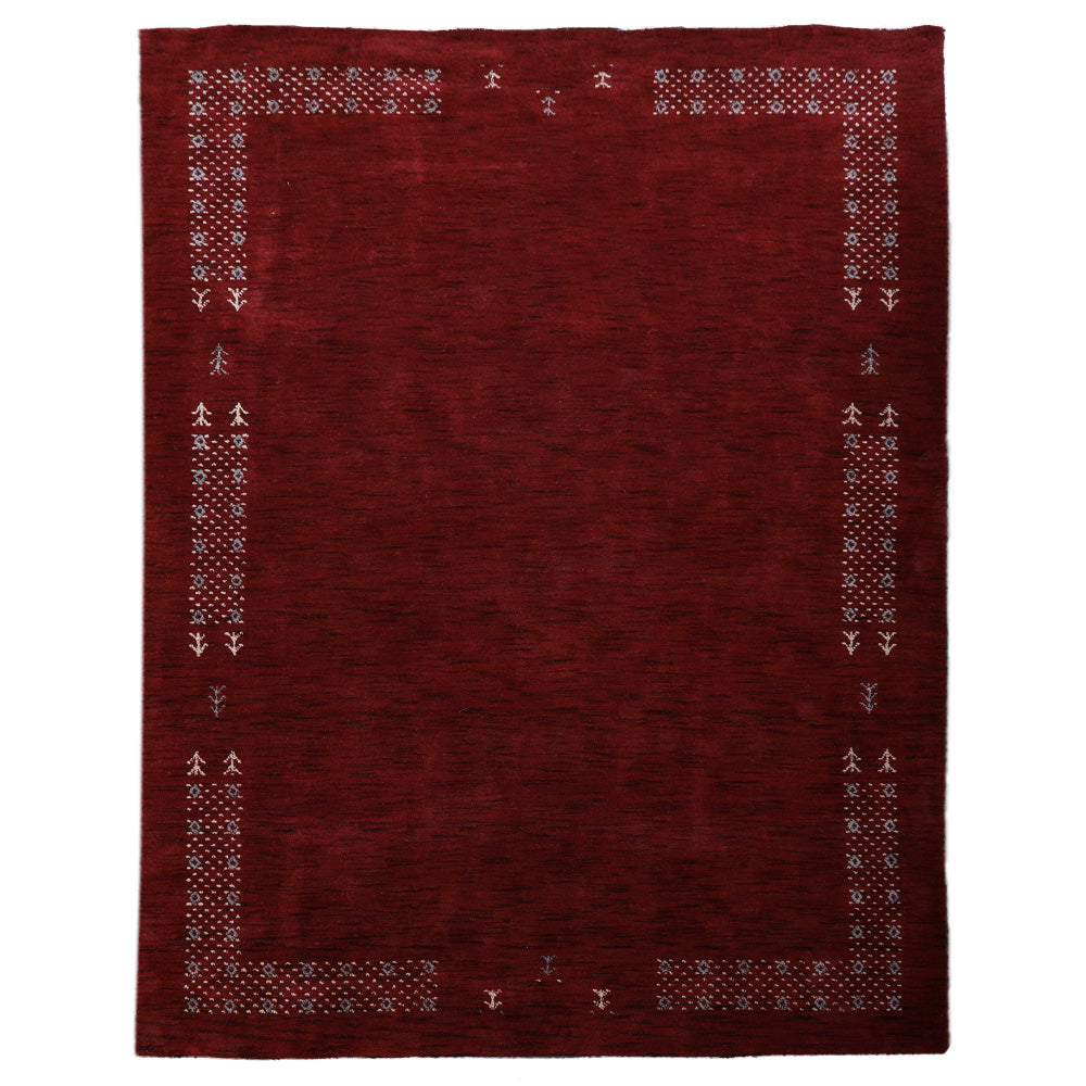 Hand Knotted Loom Wool Area Rug Contemporary Red