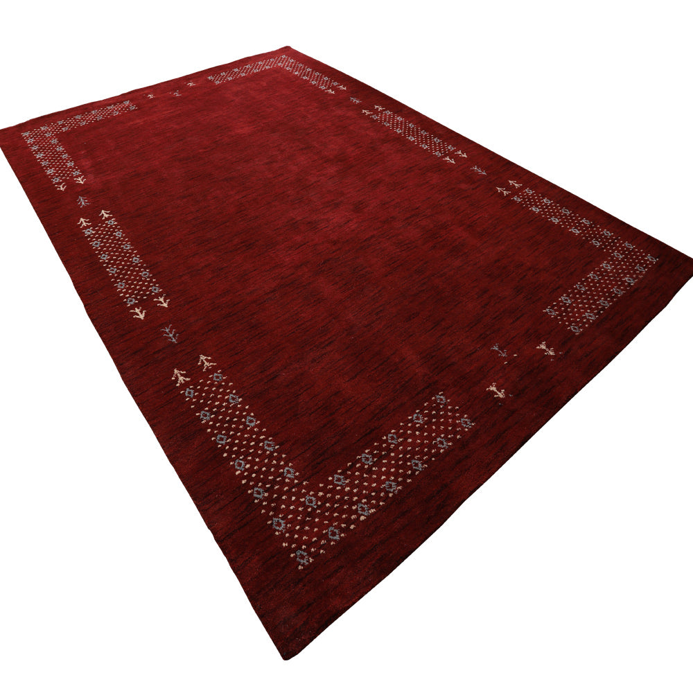 Hand Knotted Loom Wool Area Rug Contemporary Red