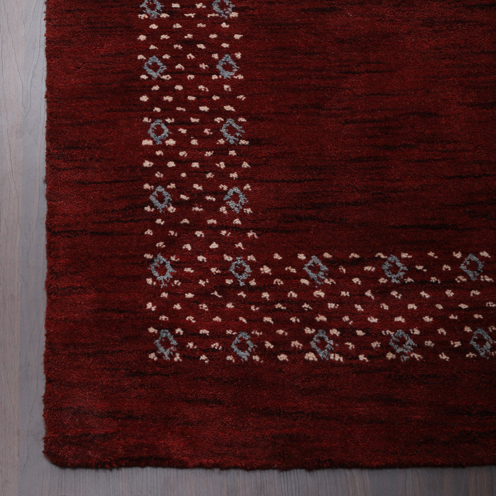 Hand Knotted Loom Wool Area Rug Contemporary Red