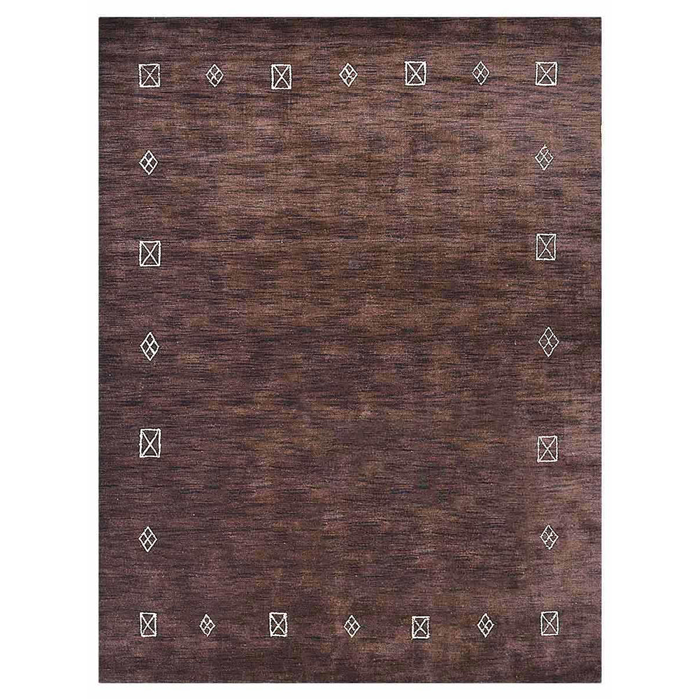 Hand Knotted Loom Wool Area Rug Contemporary Brown