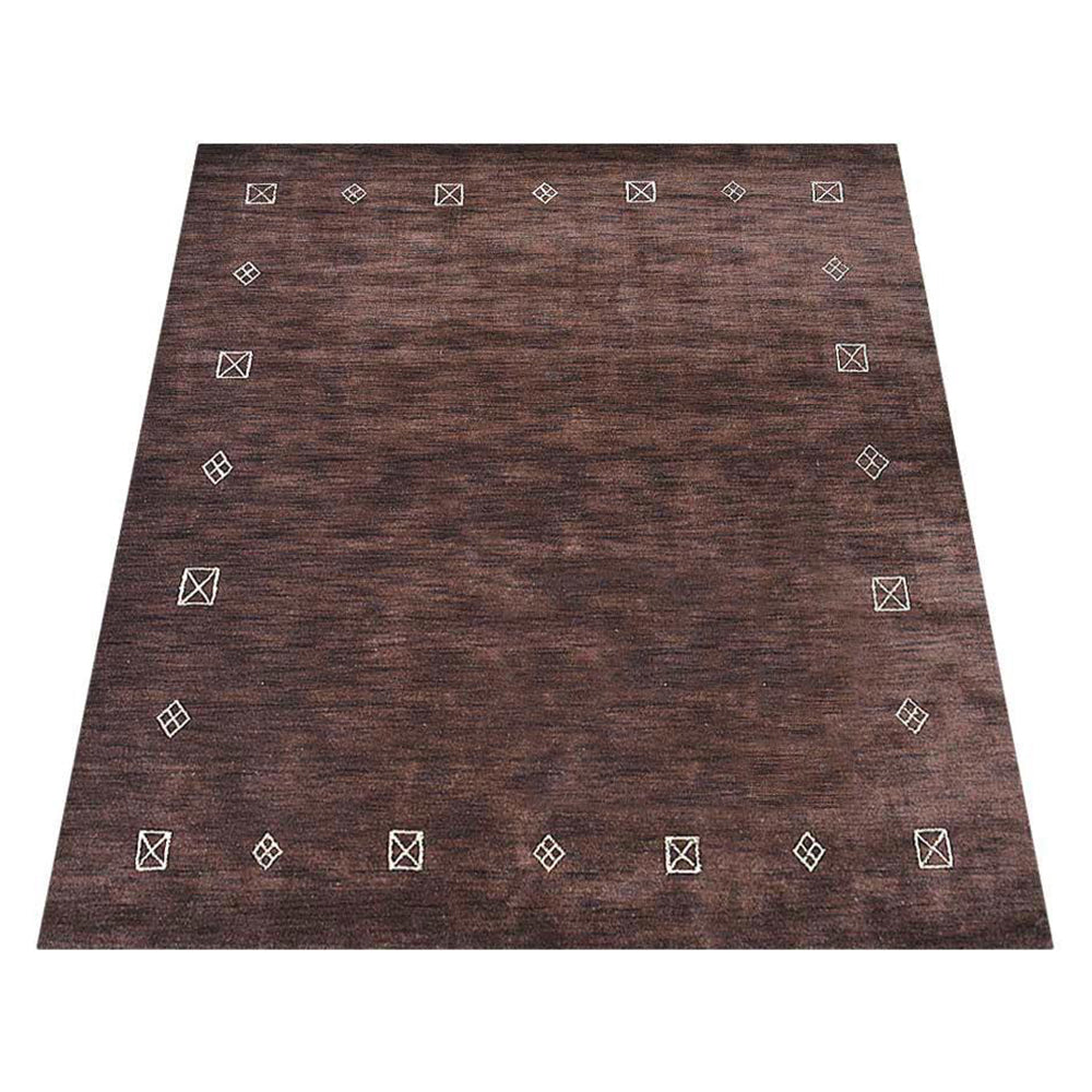 Hand Knotted Loom Wool Area Rug Contemporary Brown