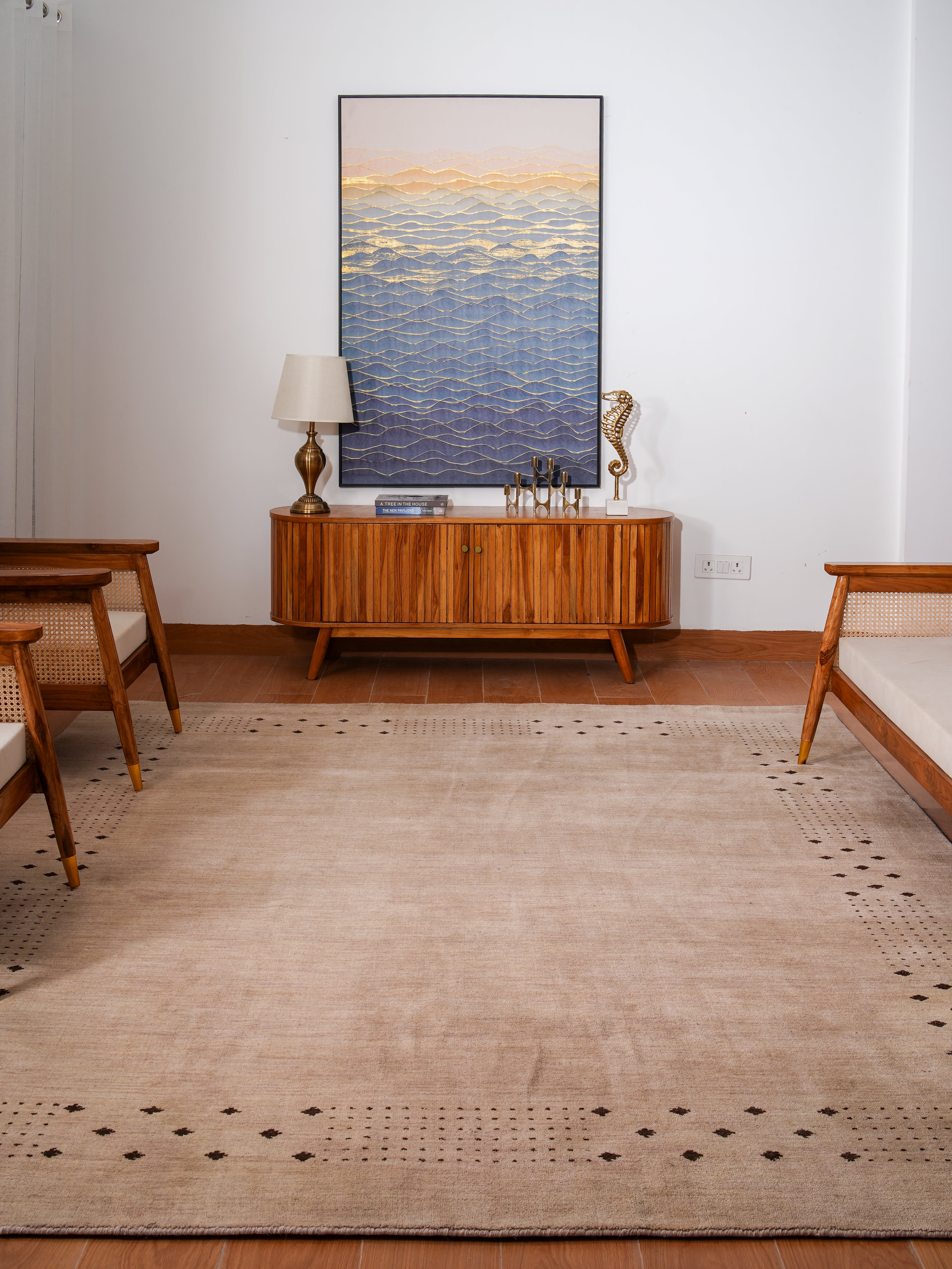 Teal Hand Knotted Wool Rug