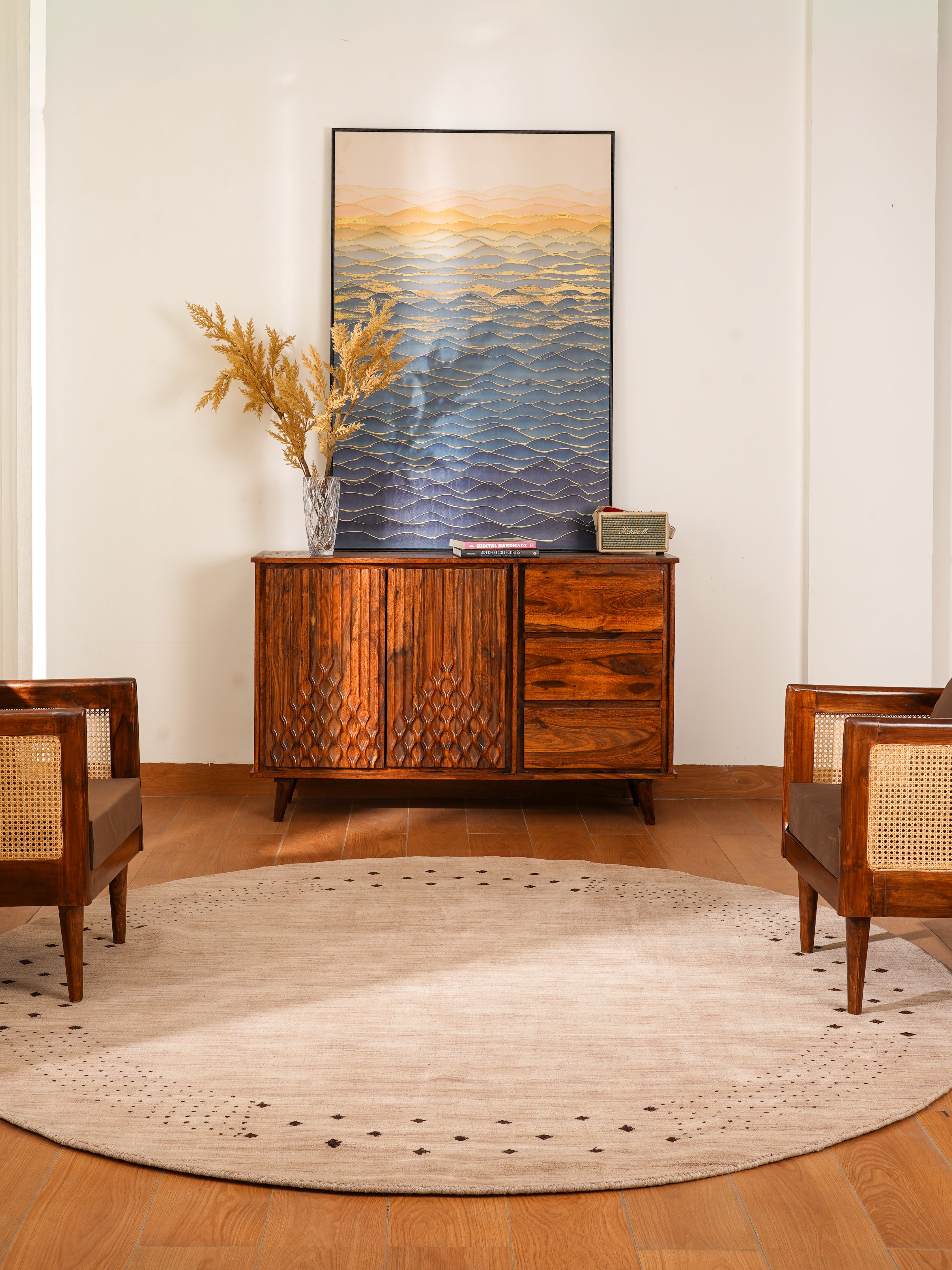 Teal Hand Knotted Wool Rug