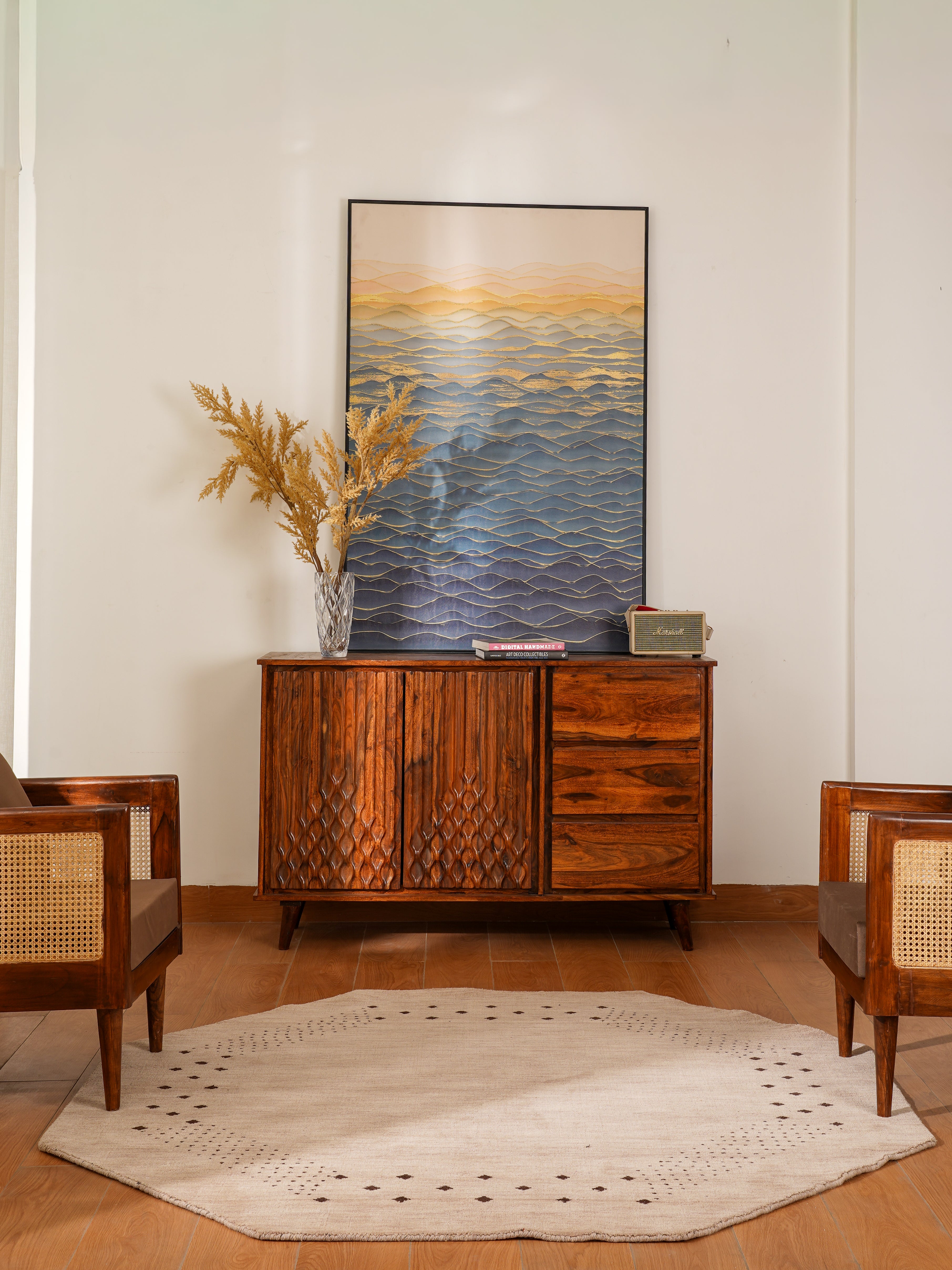 Teal Hand Knotted Wool Rug