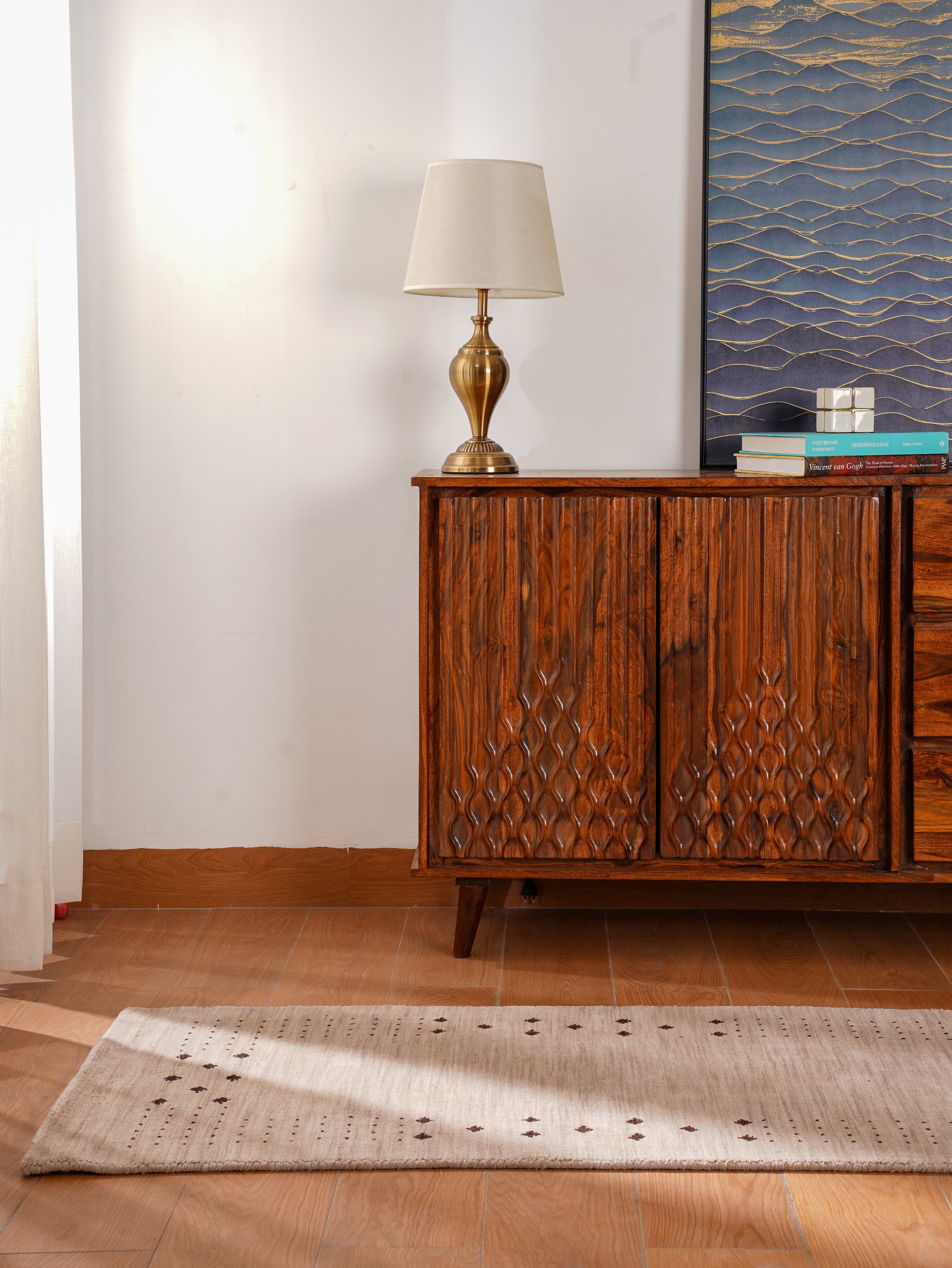 Teal Hand Knotted Wool Rug