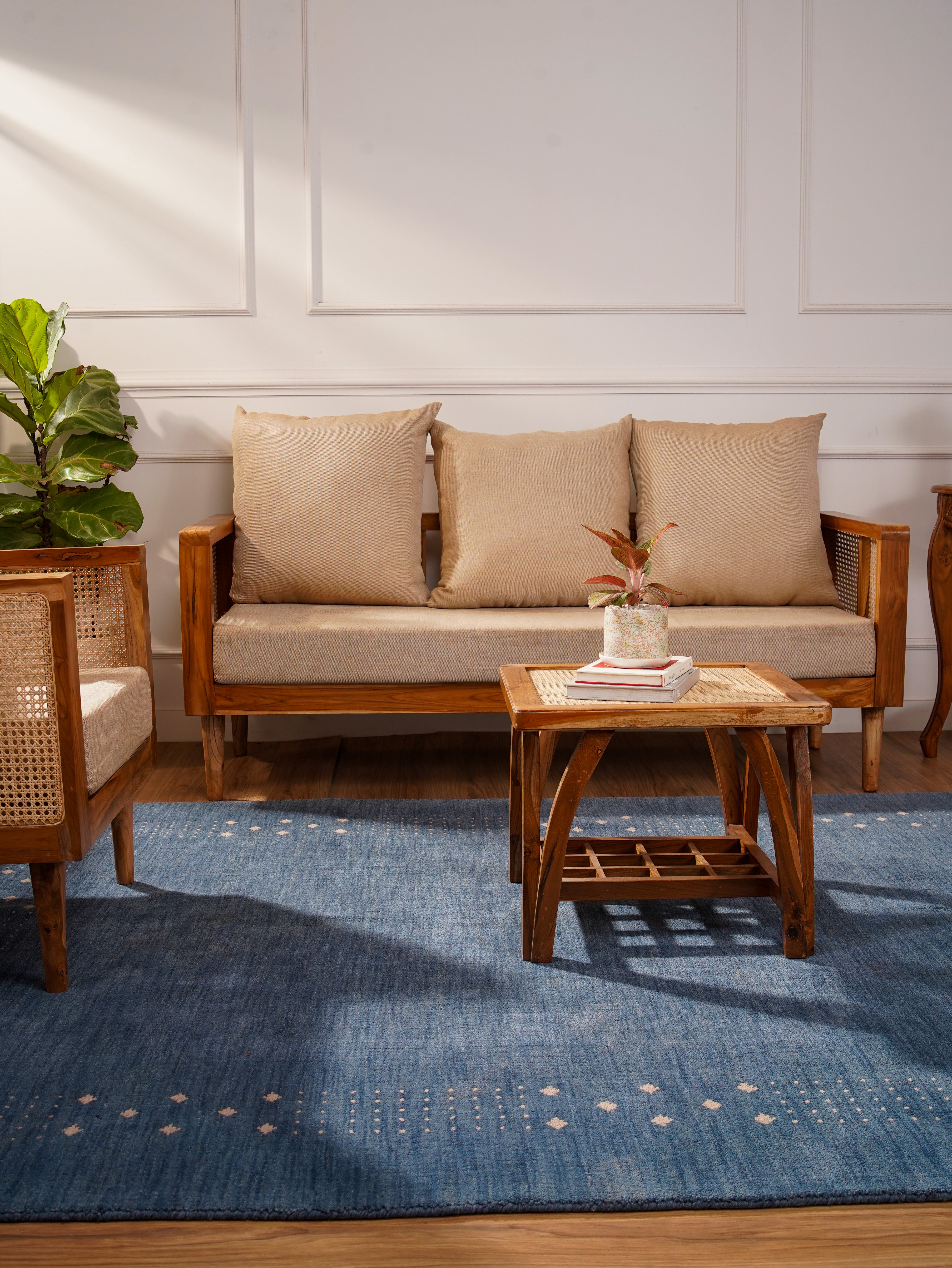 Teal Hand Knotted Wool Rug