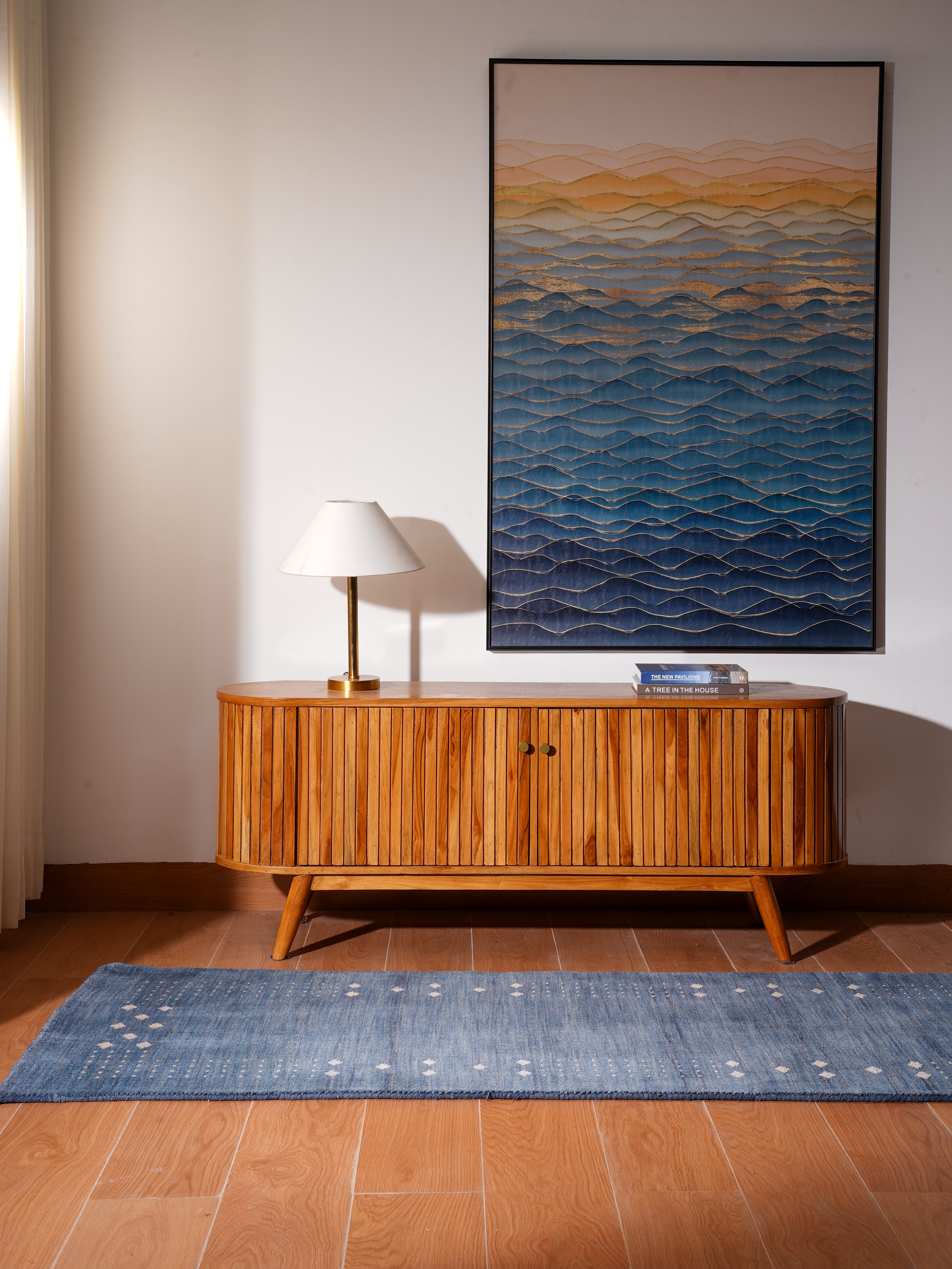 Teal Hand Knotted Wool Rug