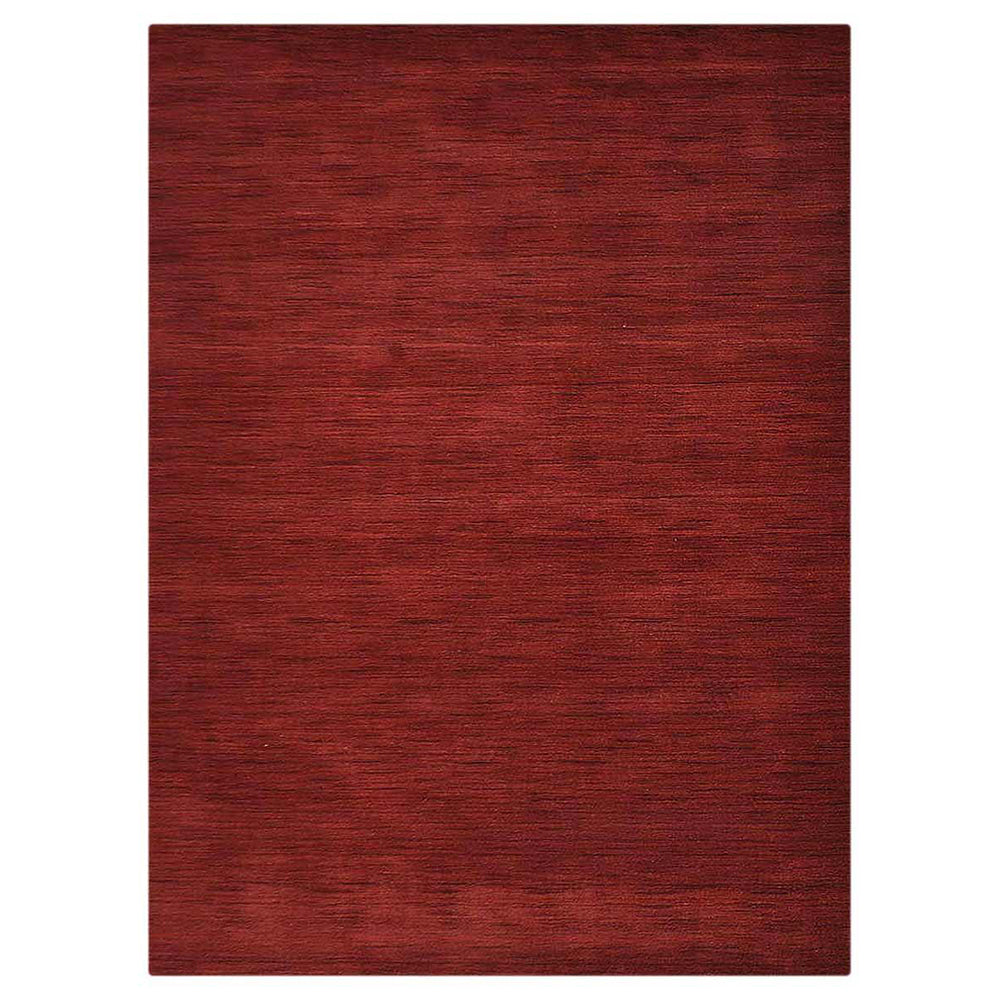 Red Solid Hand Knotted Wool Rug