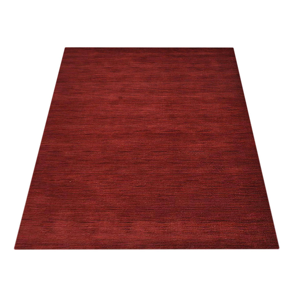 Red Solid Hand Knotted Wool Rug