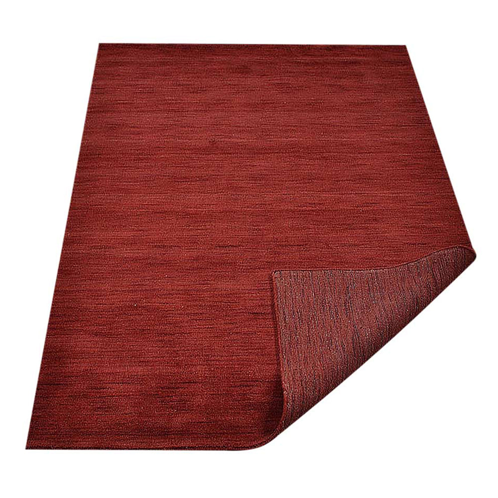 Red Solid Hand Knotted Wool Rug