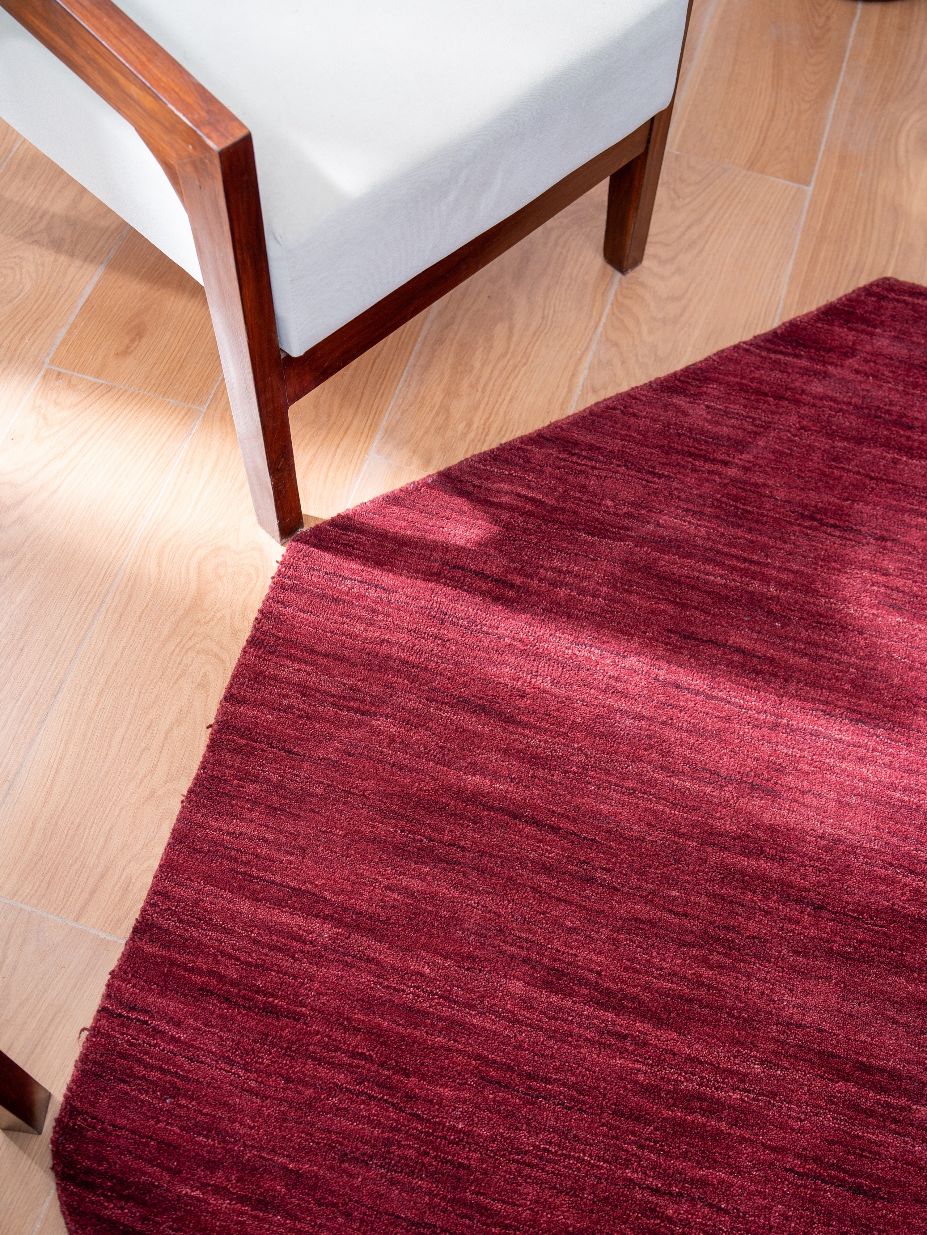 Red Solid Hand Knotted Wool Rug