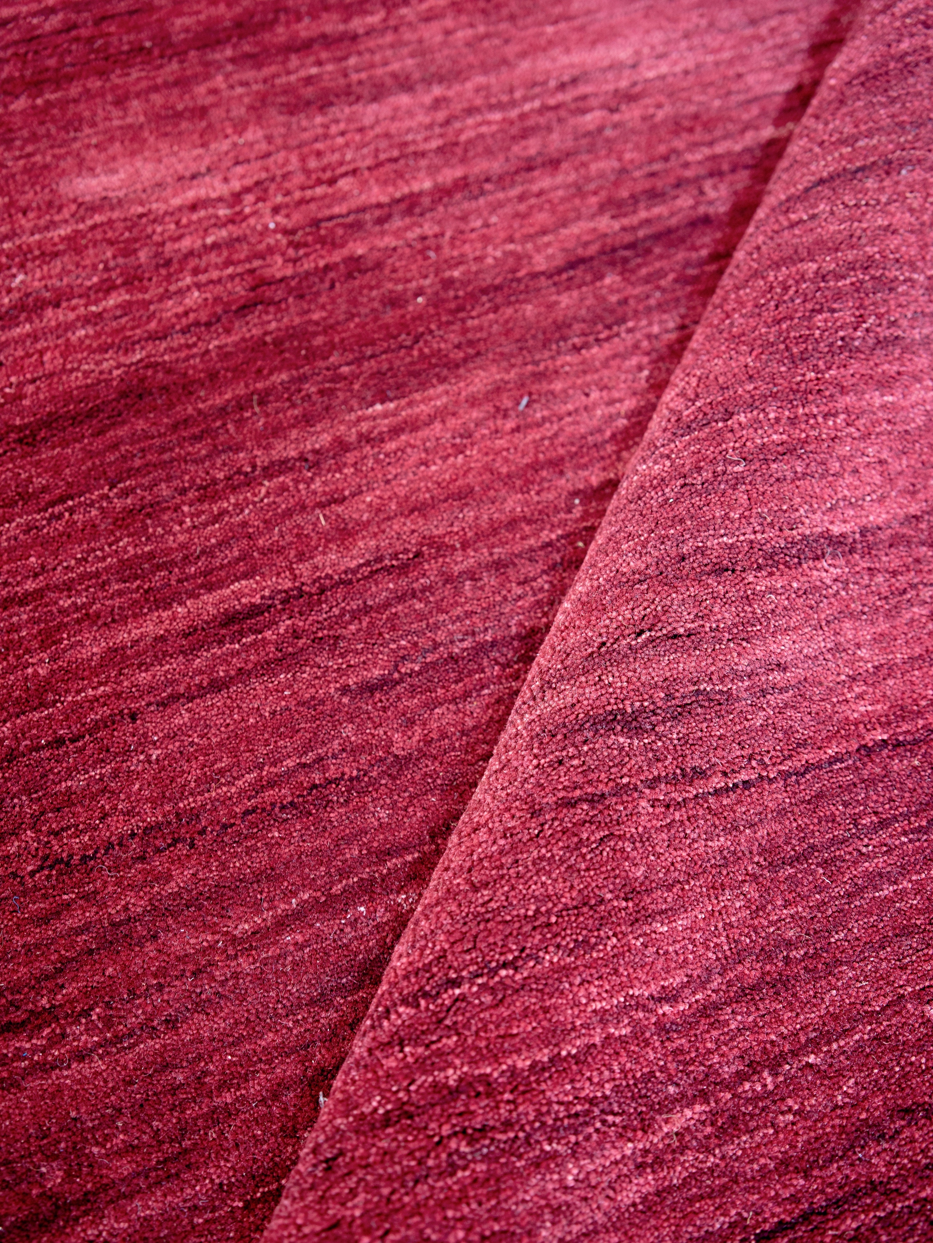 Red Solid Hand Knotted Wool Rug