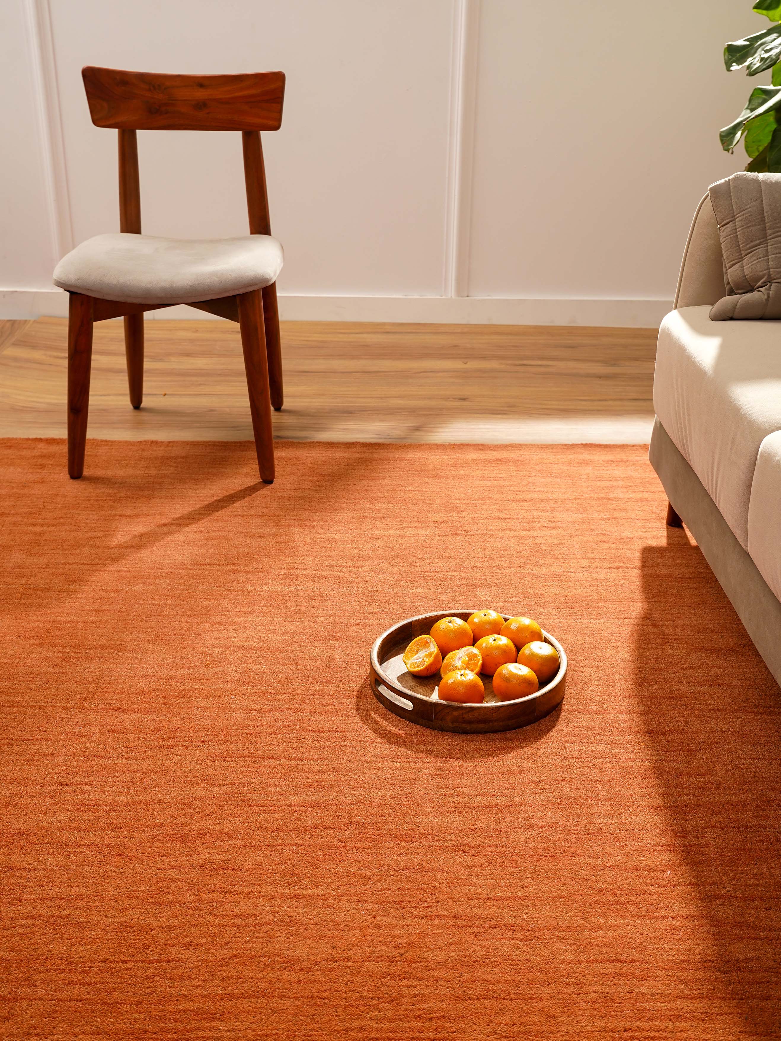 Plain Hand Knotted Wool Rug