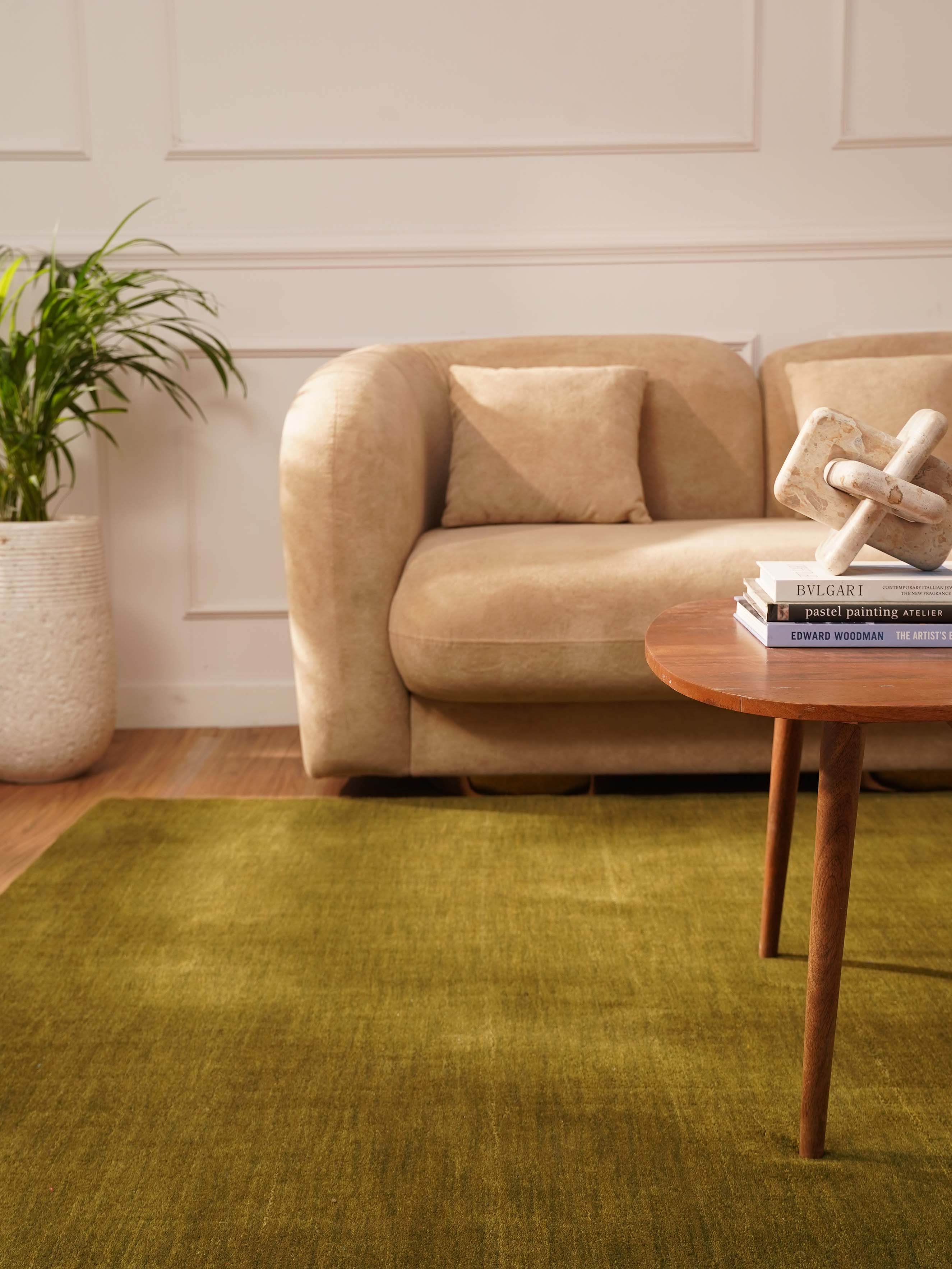 Plain Hand Knotted Wool Rug