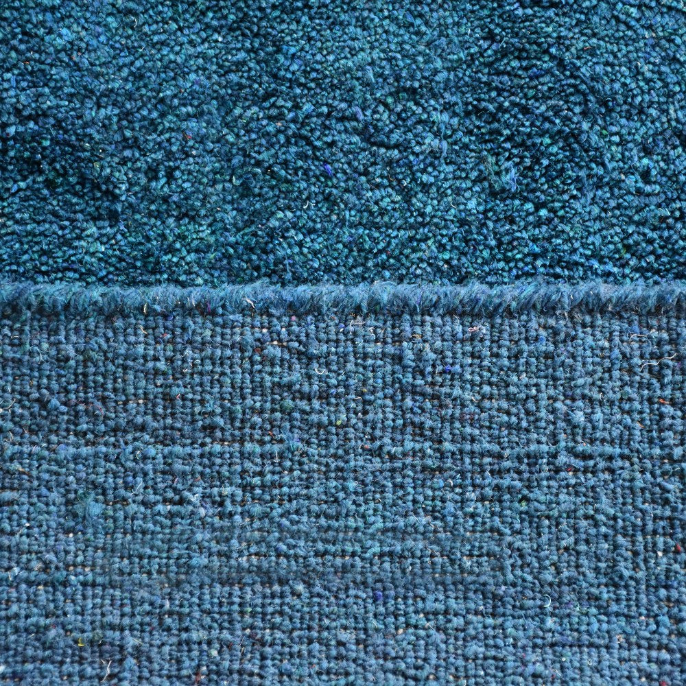 Hand Knotted Loom Silk Mix Rectangle Area Rug Solid Blue