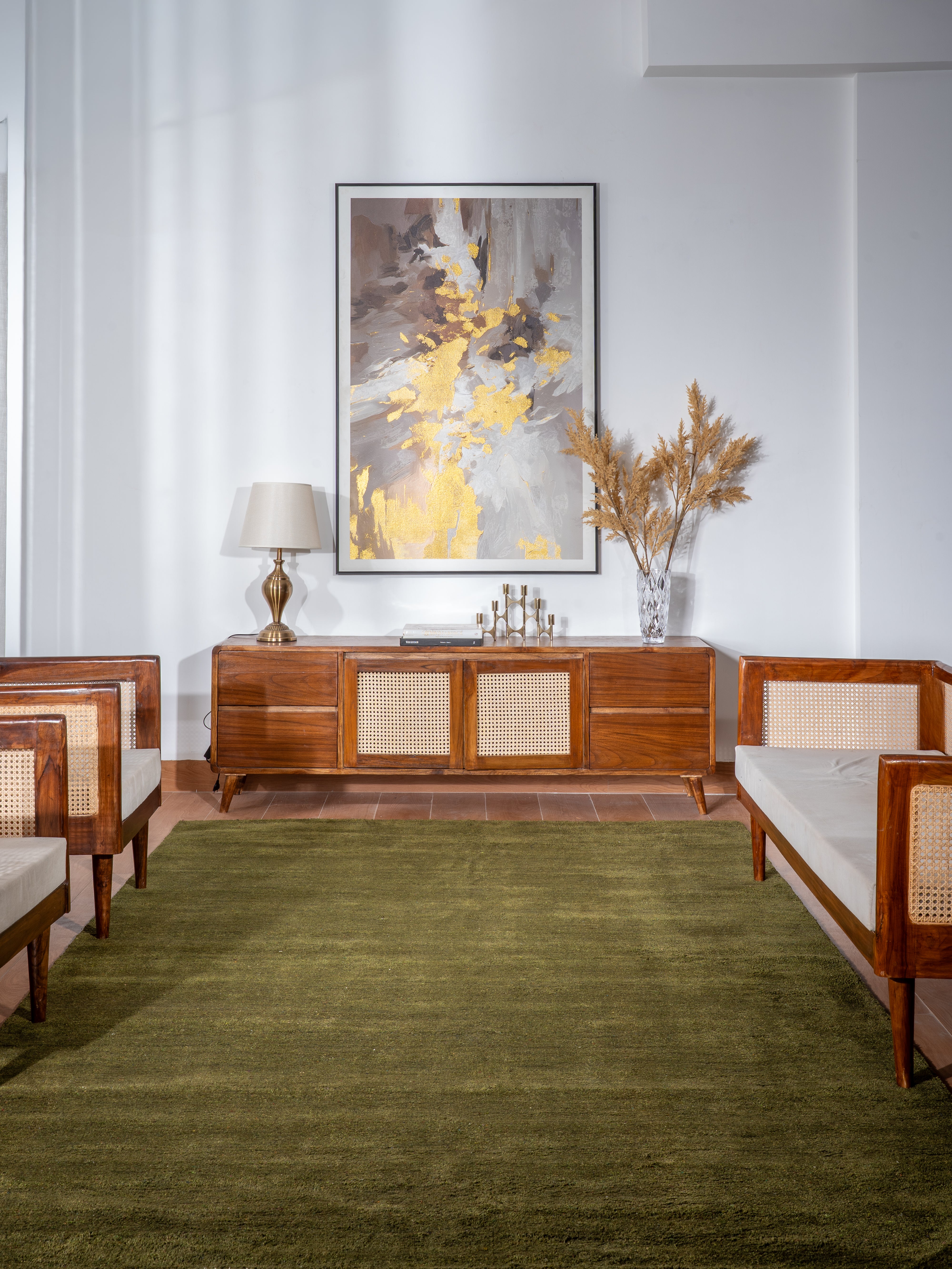 Solid Hand Knotted Silk & Wool Rug