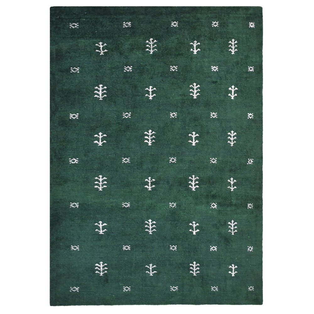 Iver Hand Knotted Silk & Wool Green Area Rug