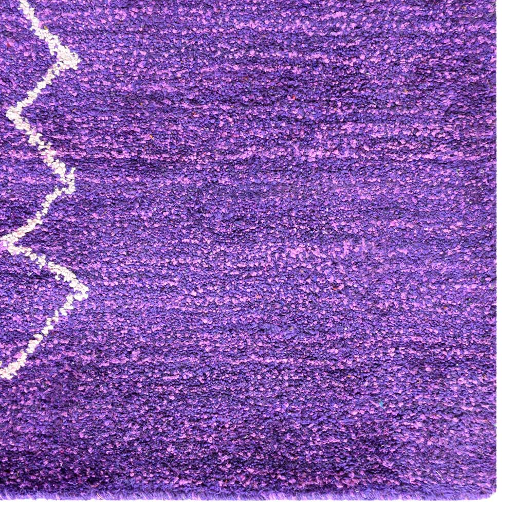 Hand Knotted Loom Silk Mix Area Rug Geometric Blue Beige